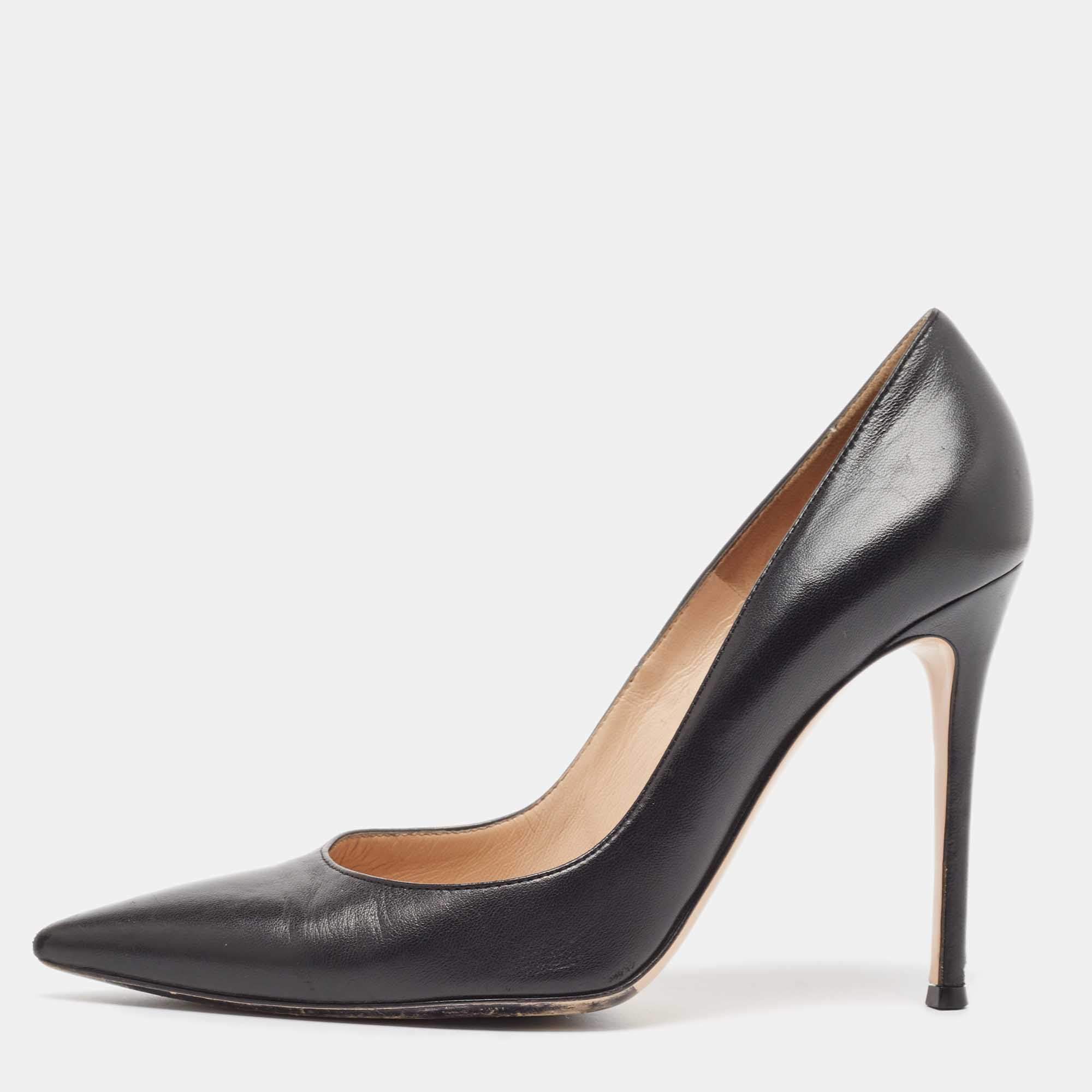 Gianvito Rossi Black Leather Pointed Toe Pumps Size 40