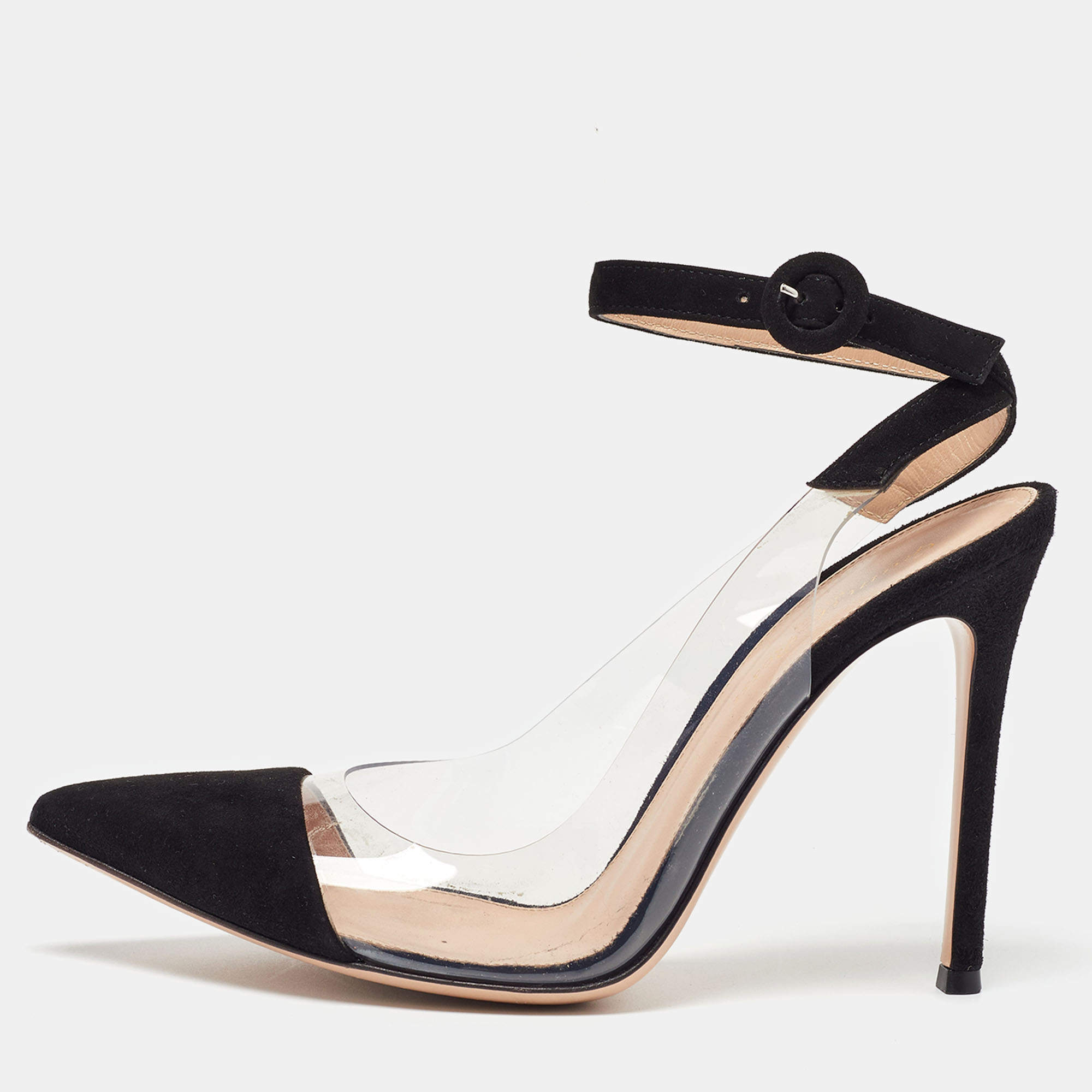 Gianvito Rossi Black PVC and Suede D'orsay Pumps Size 38