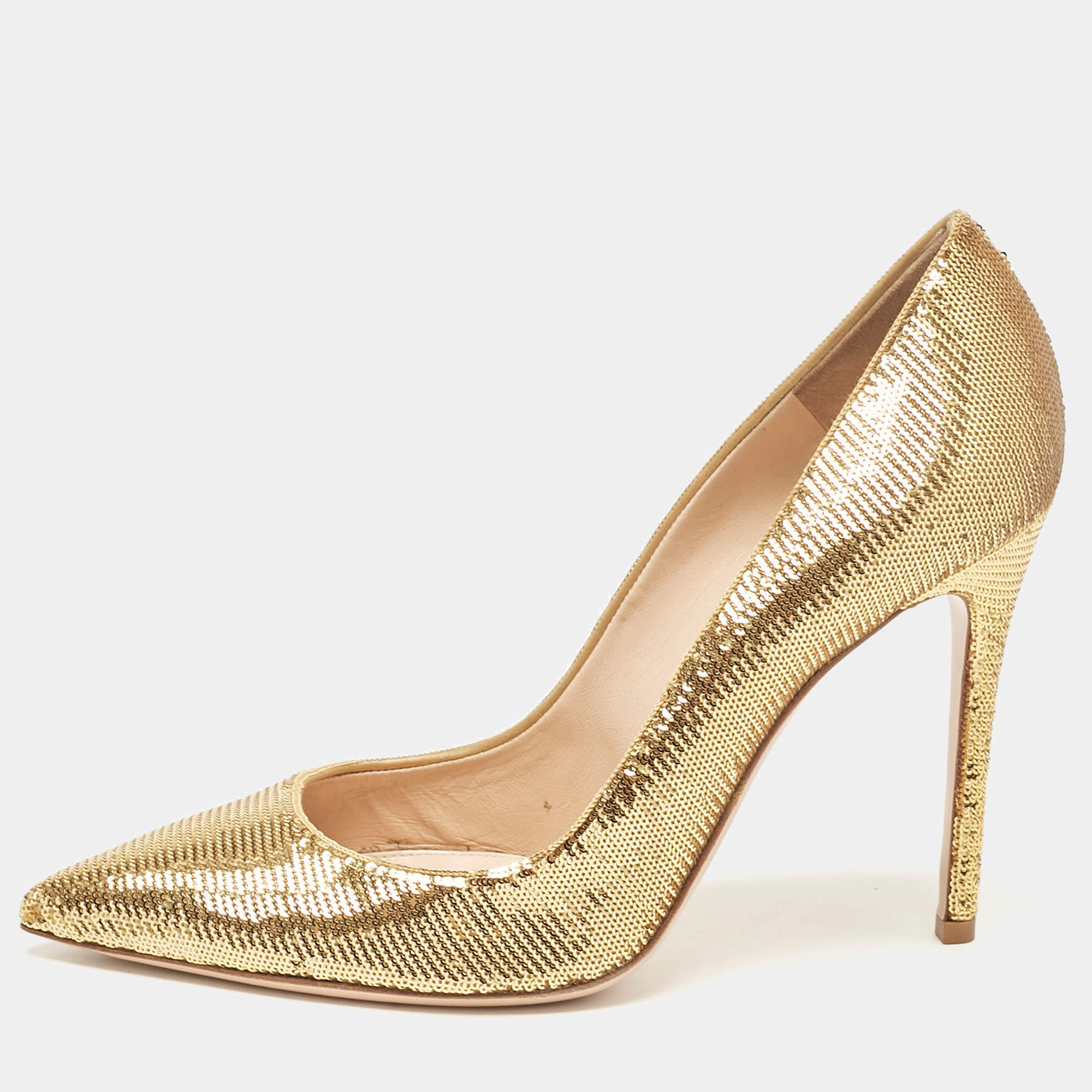 Pre Owned Gianvito Rossi Gold Sequins Gianvito Pumps Size 41