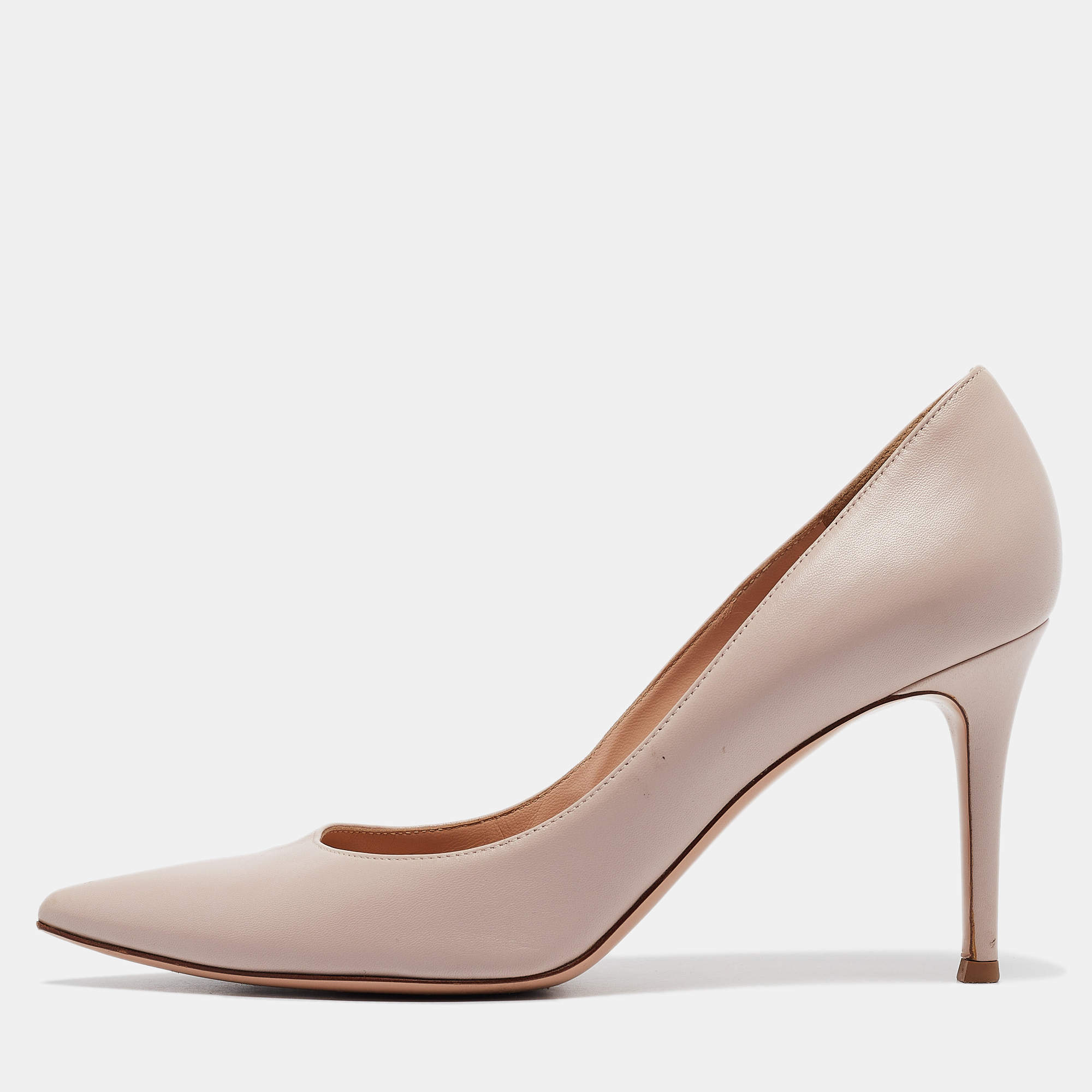 Pre Owned Gianvito Rossi Beige Leather Gianvito 105 Pumps Size 39.5