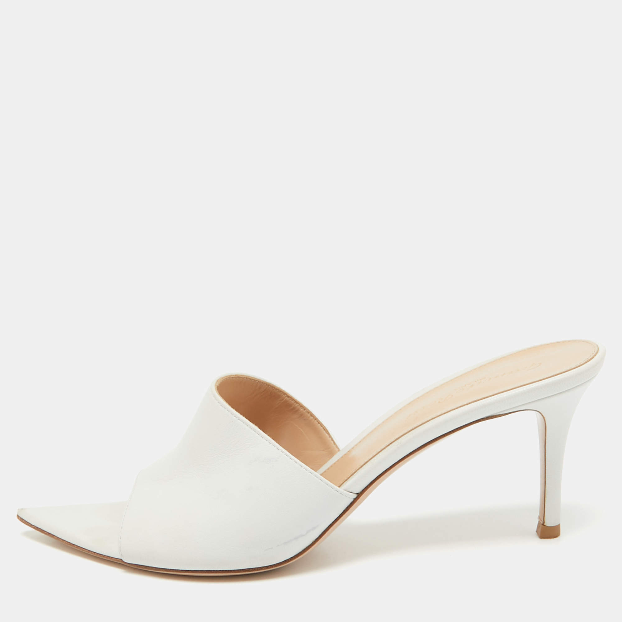 Gianvito Rossi White Leather Alise Mules Size 39