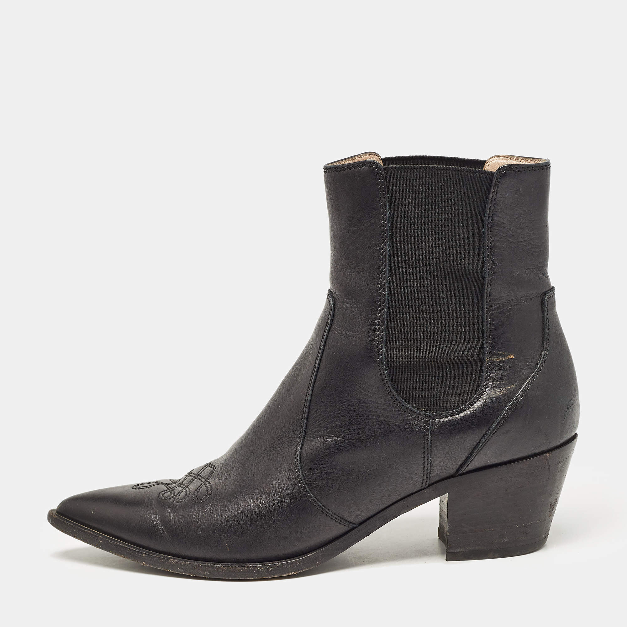Gianvito Rossi Black Leather Hiking Boots Size 38