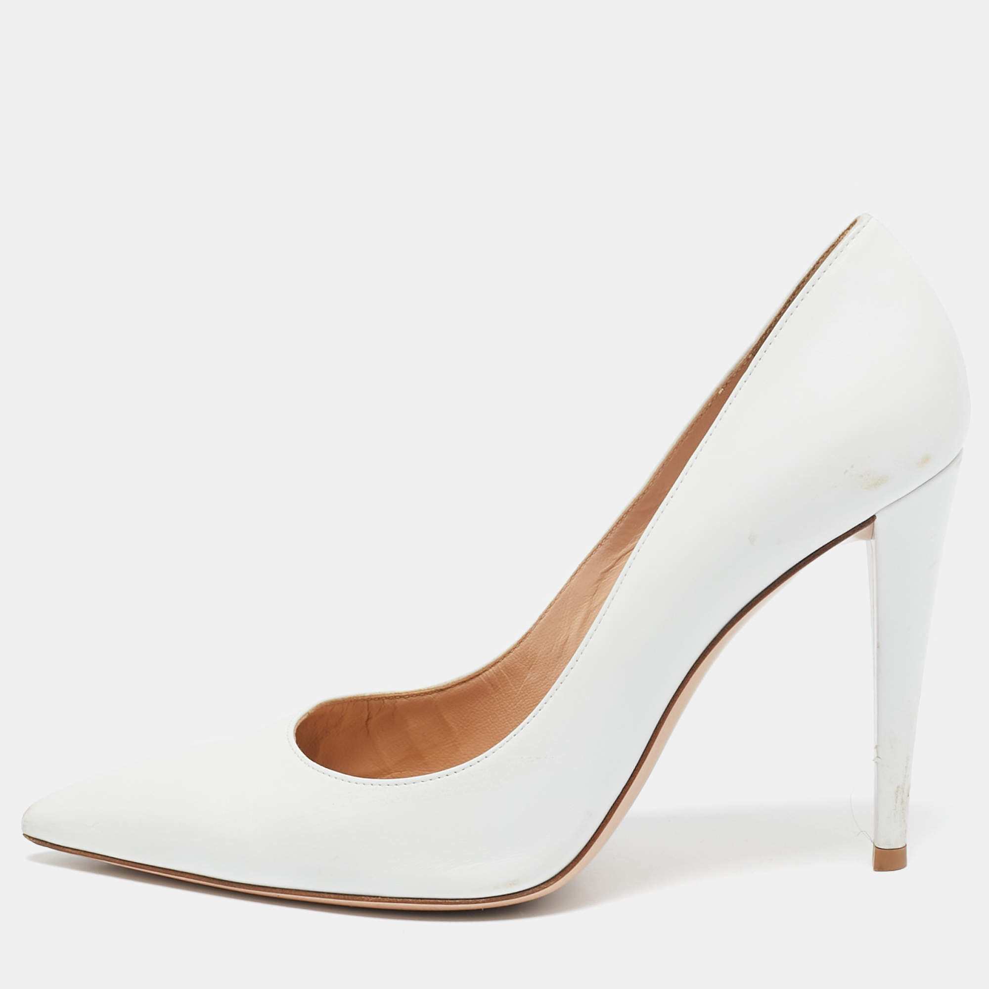 Gianvito Rossi White Leather Decollete Pumps Size 39.5