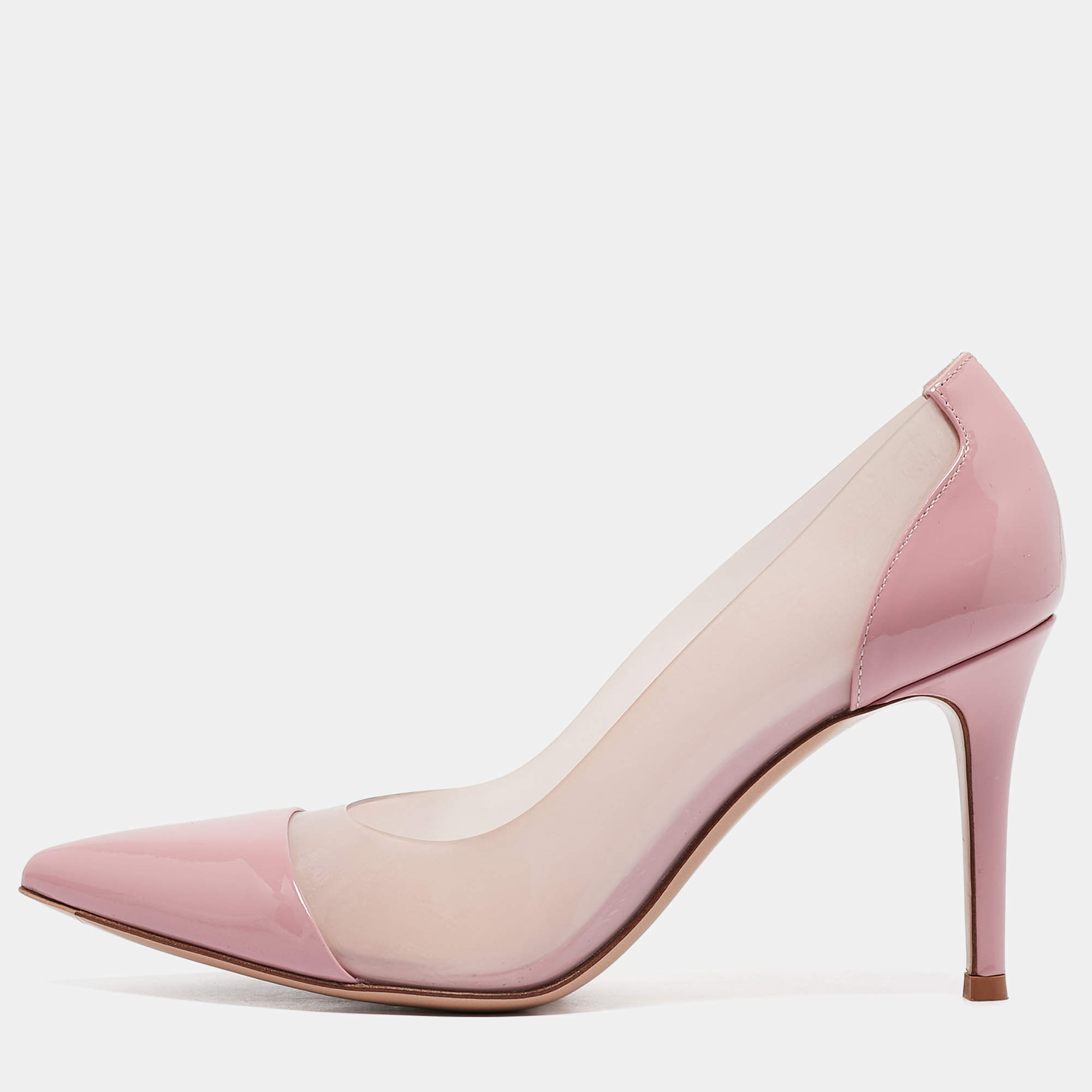 Pre Owned Gianvito Rossi Pink Patent Leather and PVC Plexi Pumps Size 36