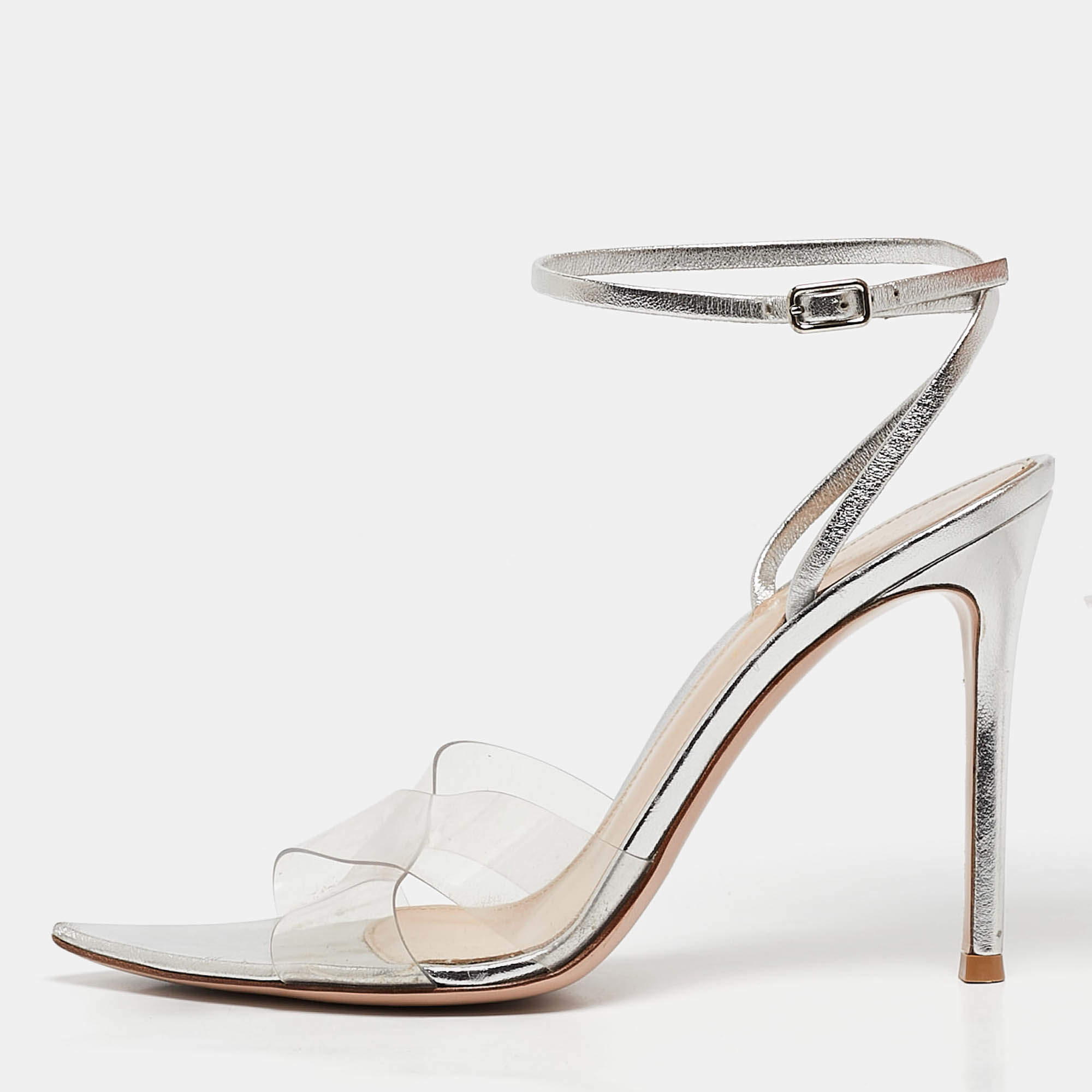 Gianvito Rossi Transparent Leather and PVC Plexi Stark Sandals Size 37