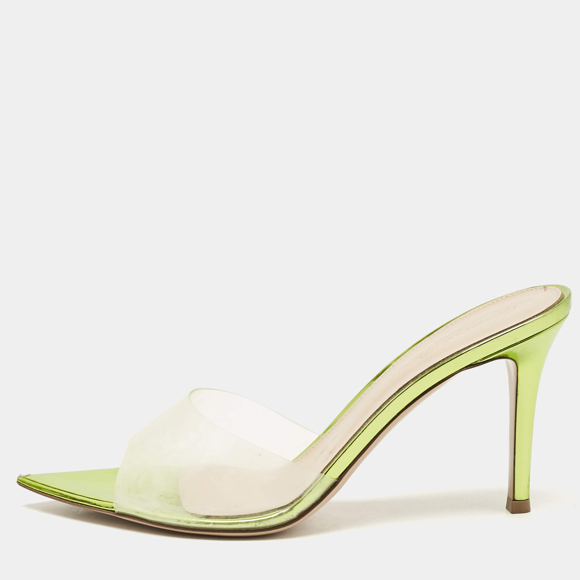 Gianvito Rossi Green PVC Elle Slide Sandals Size 38