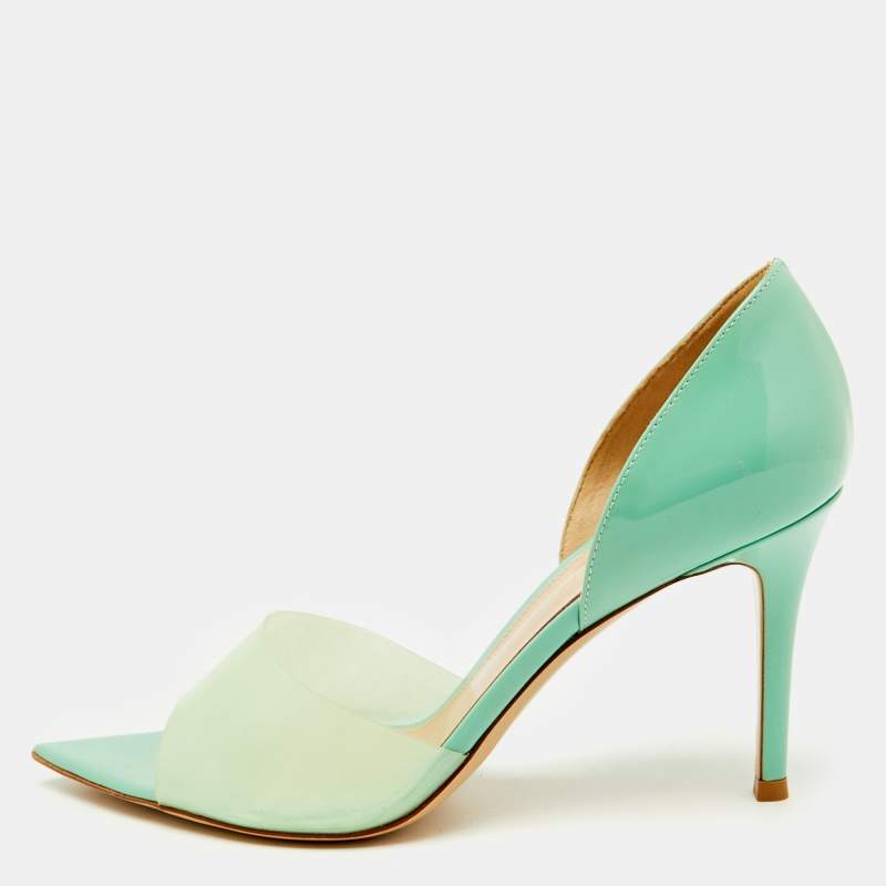 Gianvito Rossi Mint Green PVC and Patent Leather Bree Pumps Size 38.5