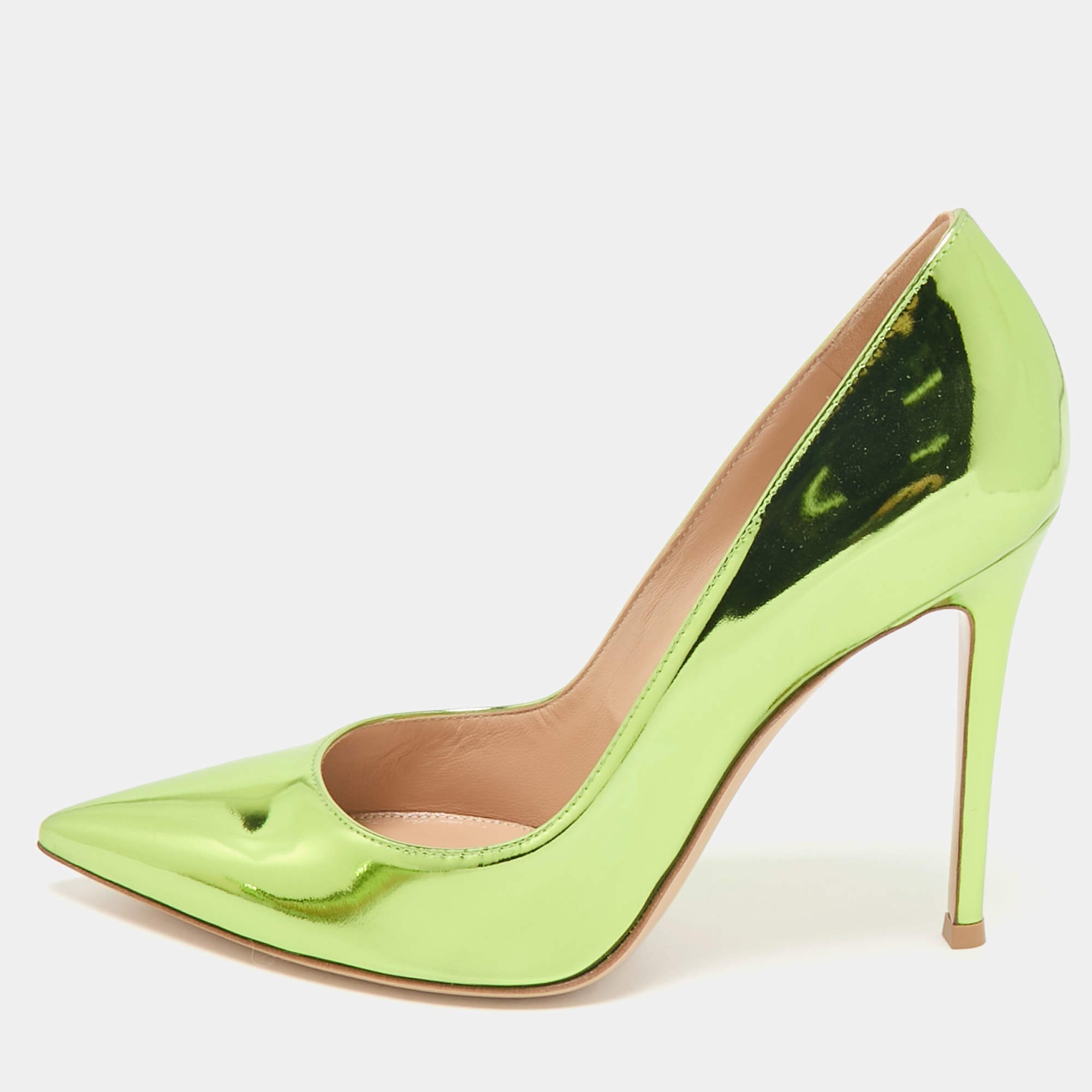 Gianvito Rossi Metallic Green Leather Gianvito Pumps Size 39.5