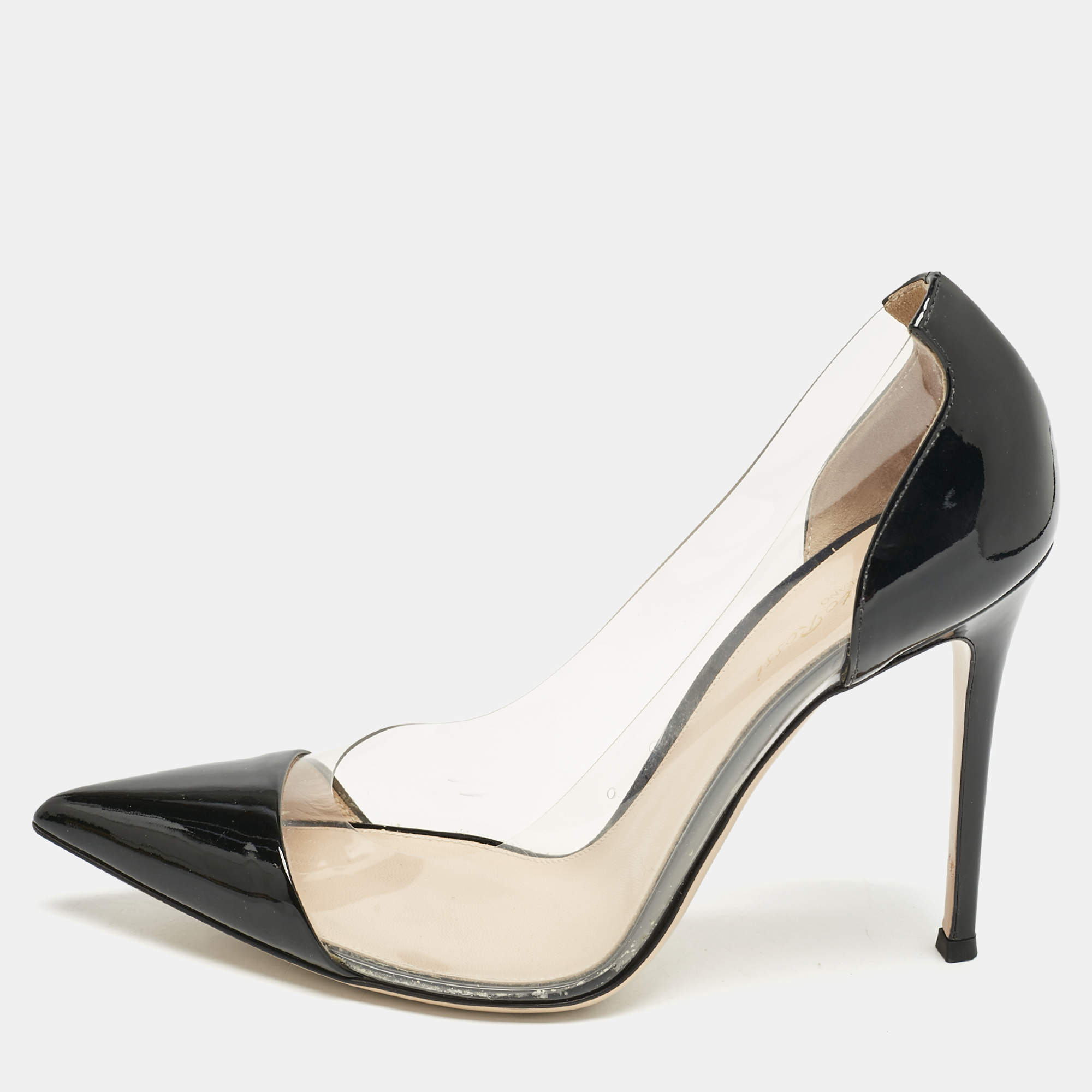 Gianvito Rossi Black Patent Leather and PVC Plexi Pumps Size 40