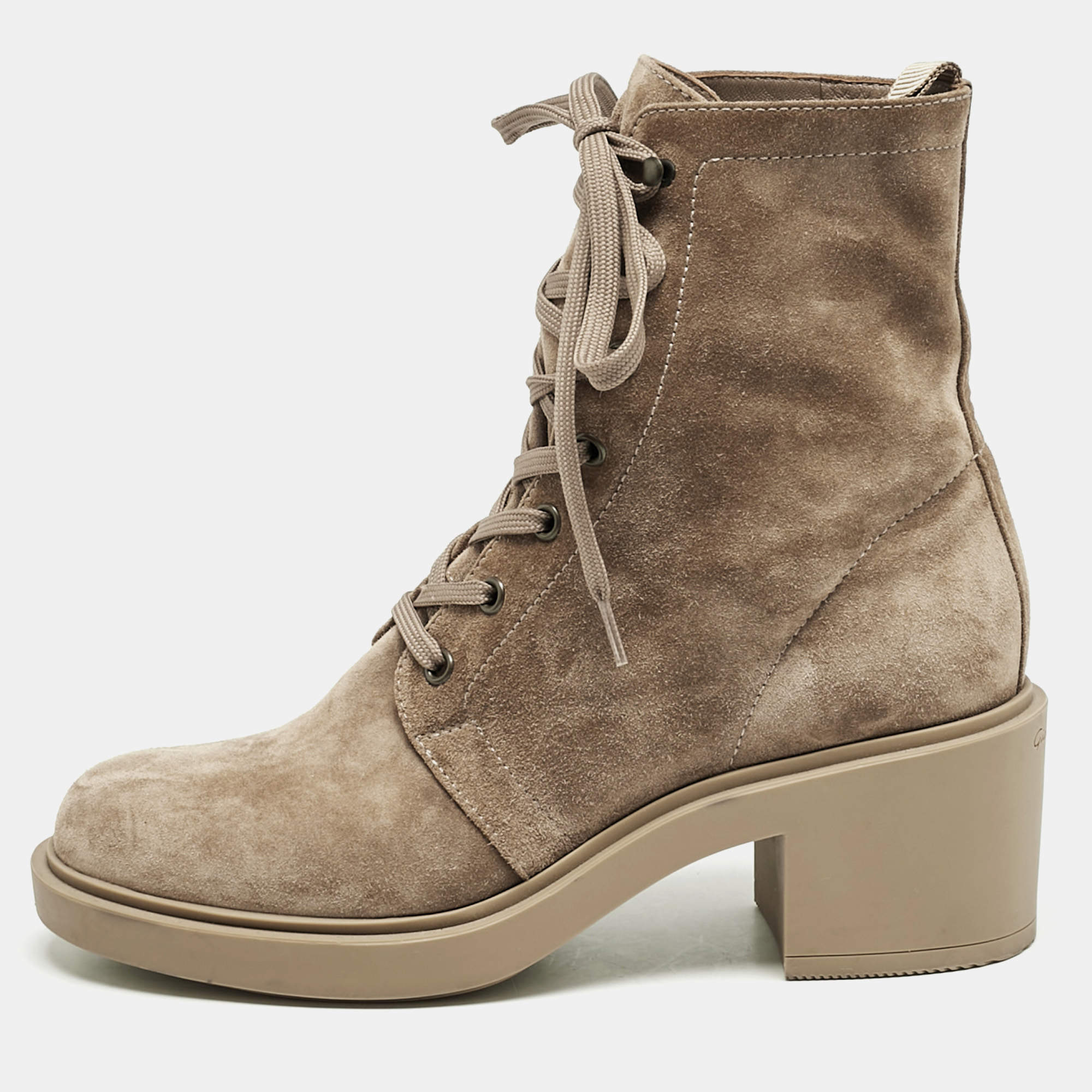 Gianvito Rossi Beige Suede Foster Ankle Length Boots Size 38