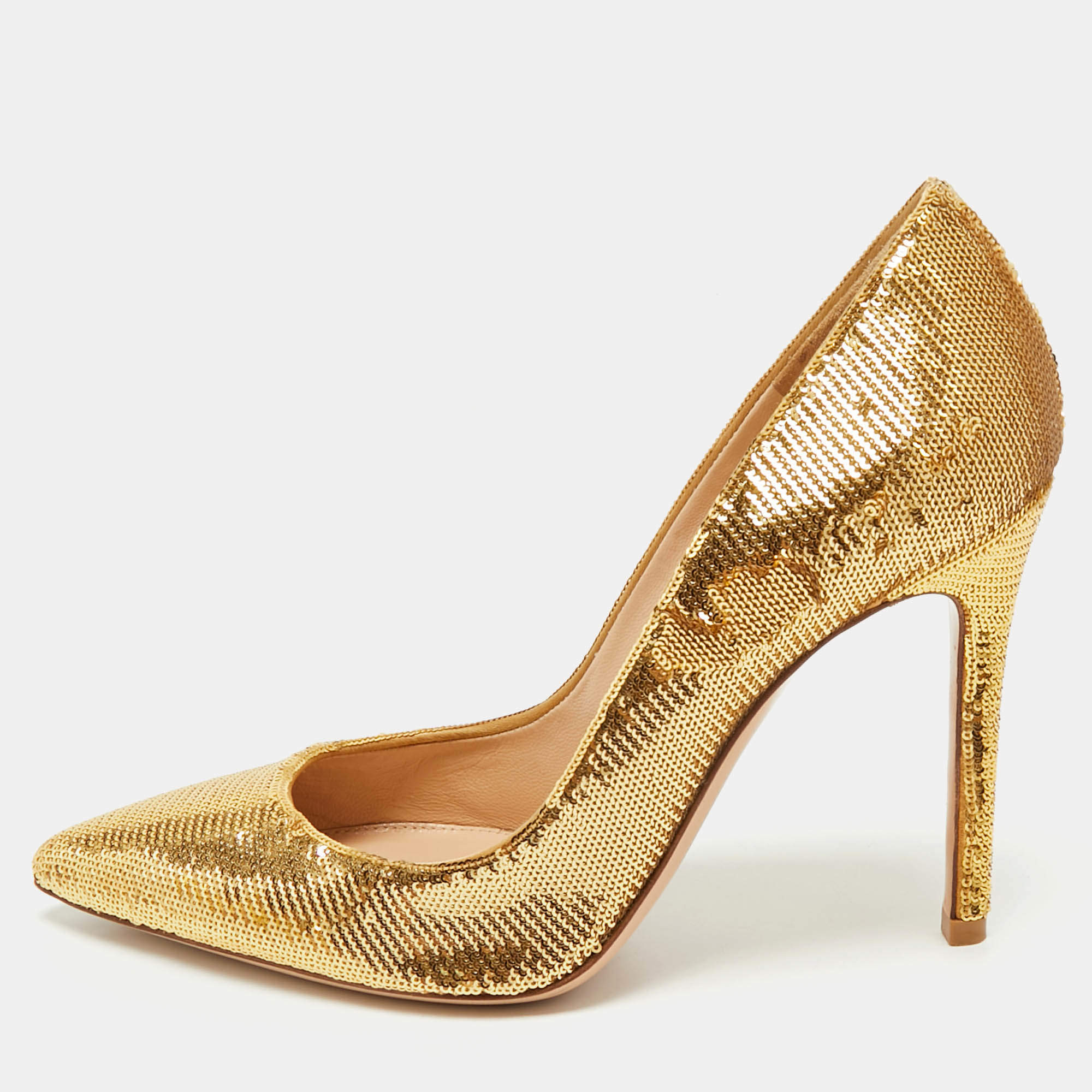 Gianvito Rossi Gold Sequins Gianvito Pumps Size 36.5