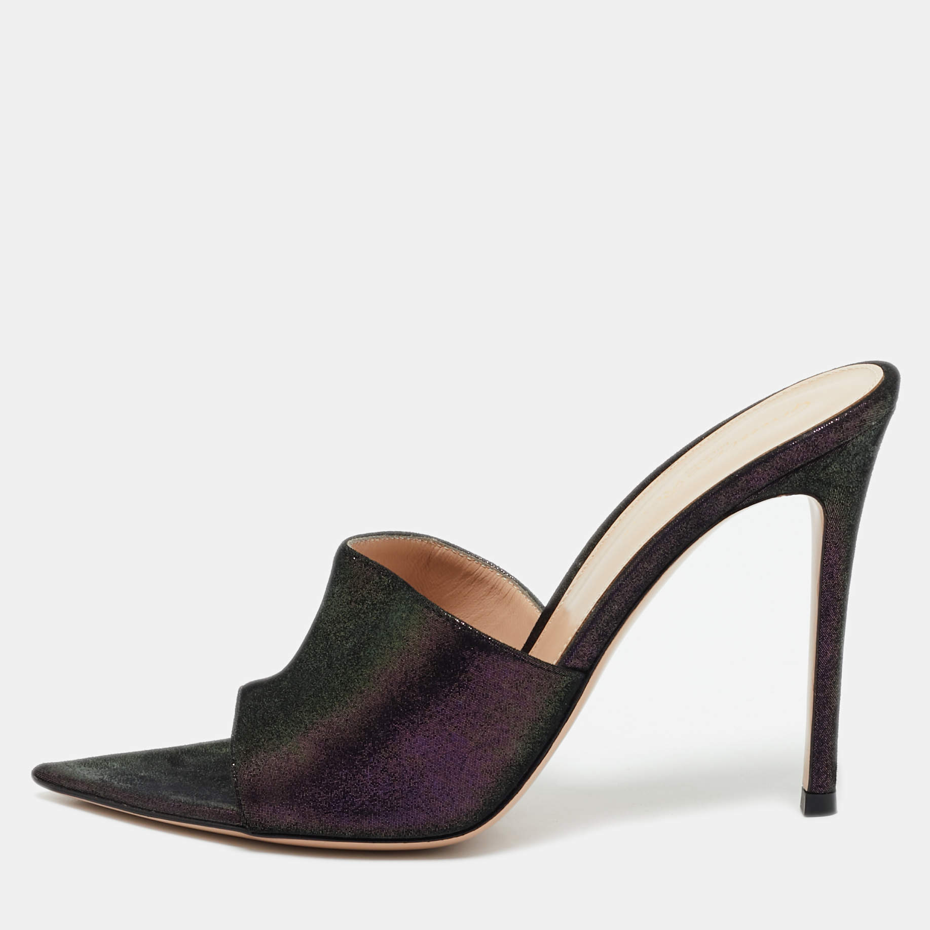 Gianvito Rossi Purple Suede Elle Slide Sandals Size 38