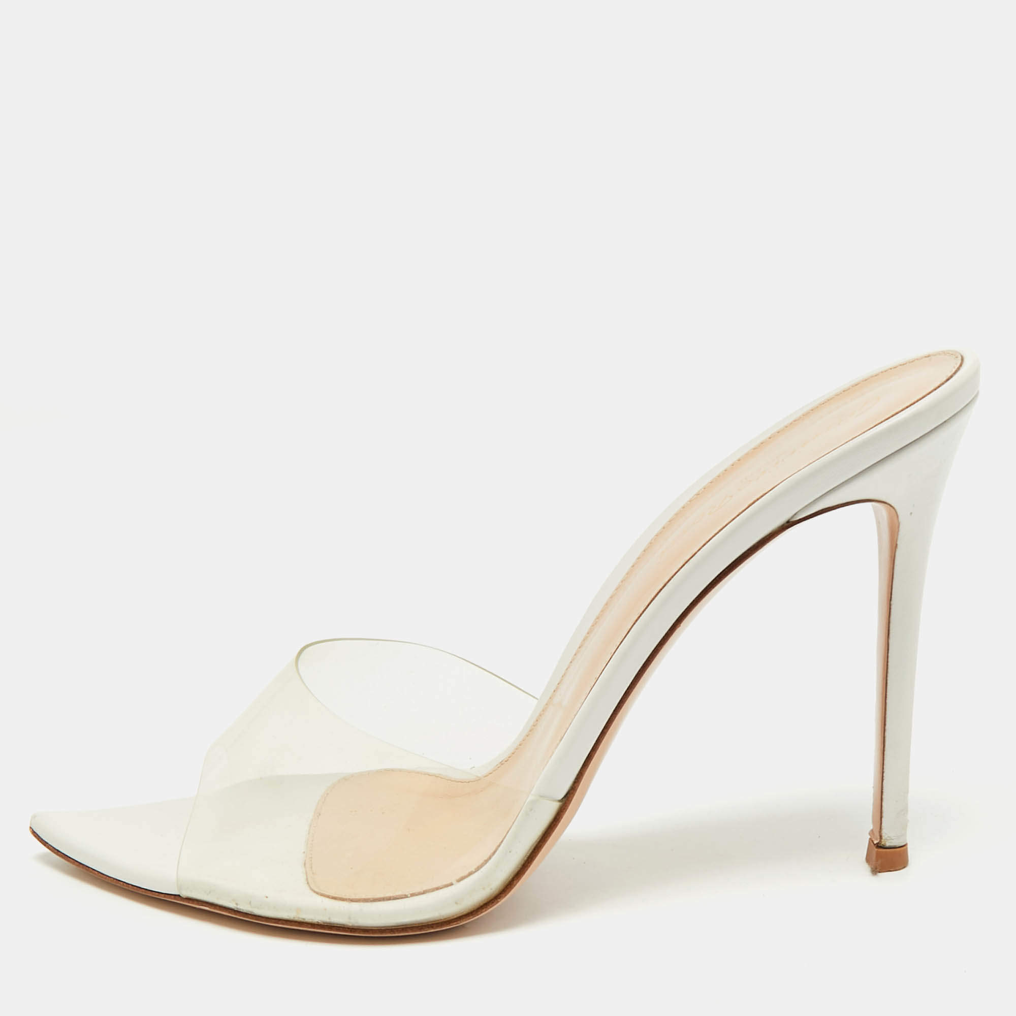 Pre Owned Gianvito Rossi Transparent PVC and Leather Elle Slide Sandals Size 40