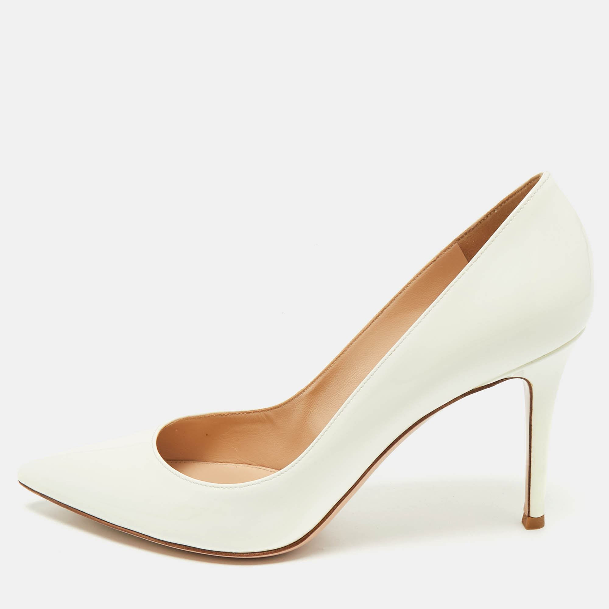 Pre Owned Gianvito Rossi White Patent Leather Plexi Pumps Size 41