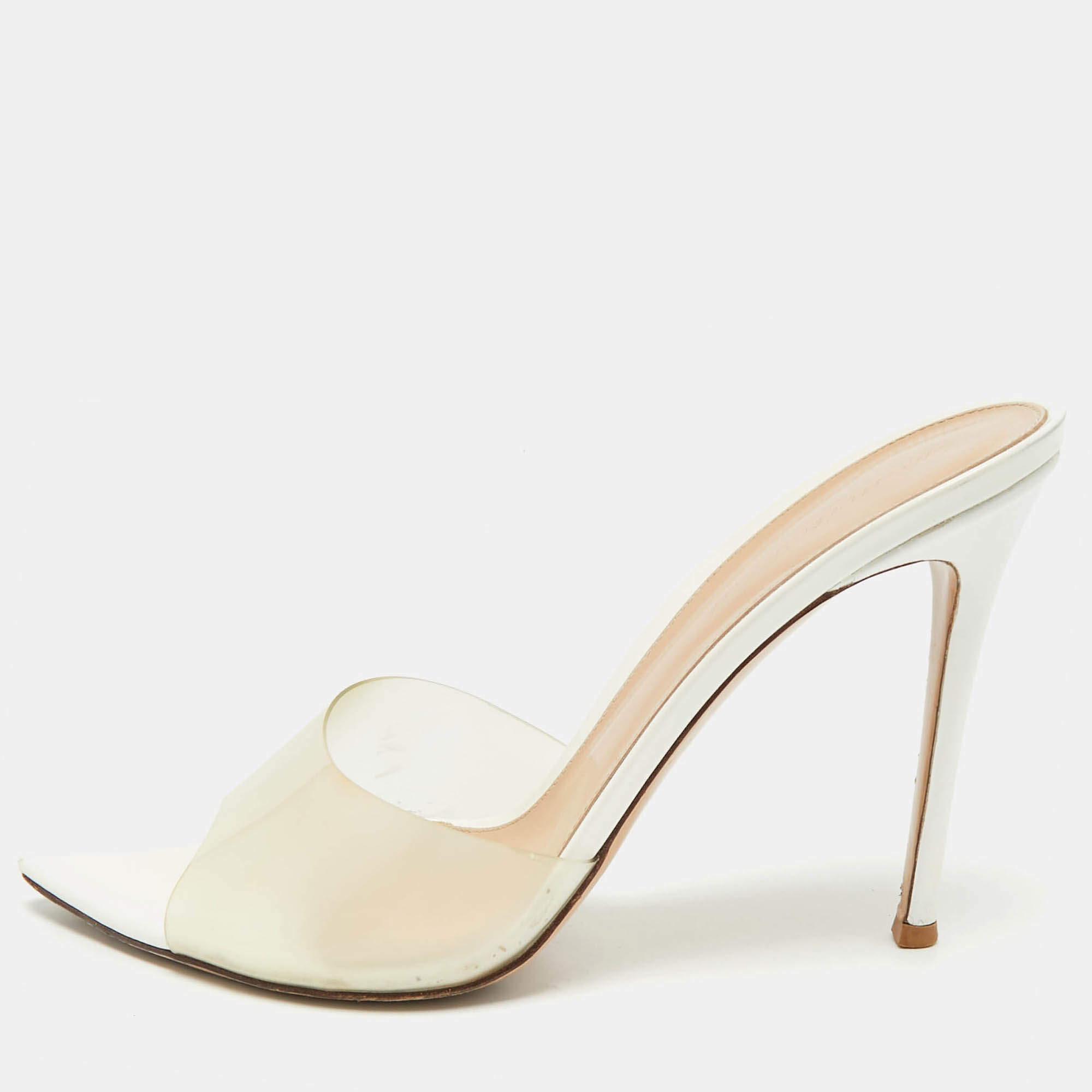 Pre Owned Gianvito Rossi White PVC Elle Slide Sandals Size 41