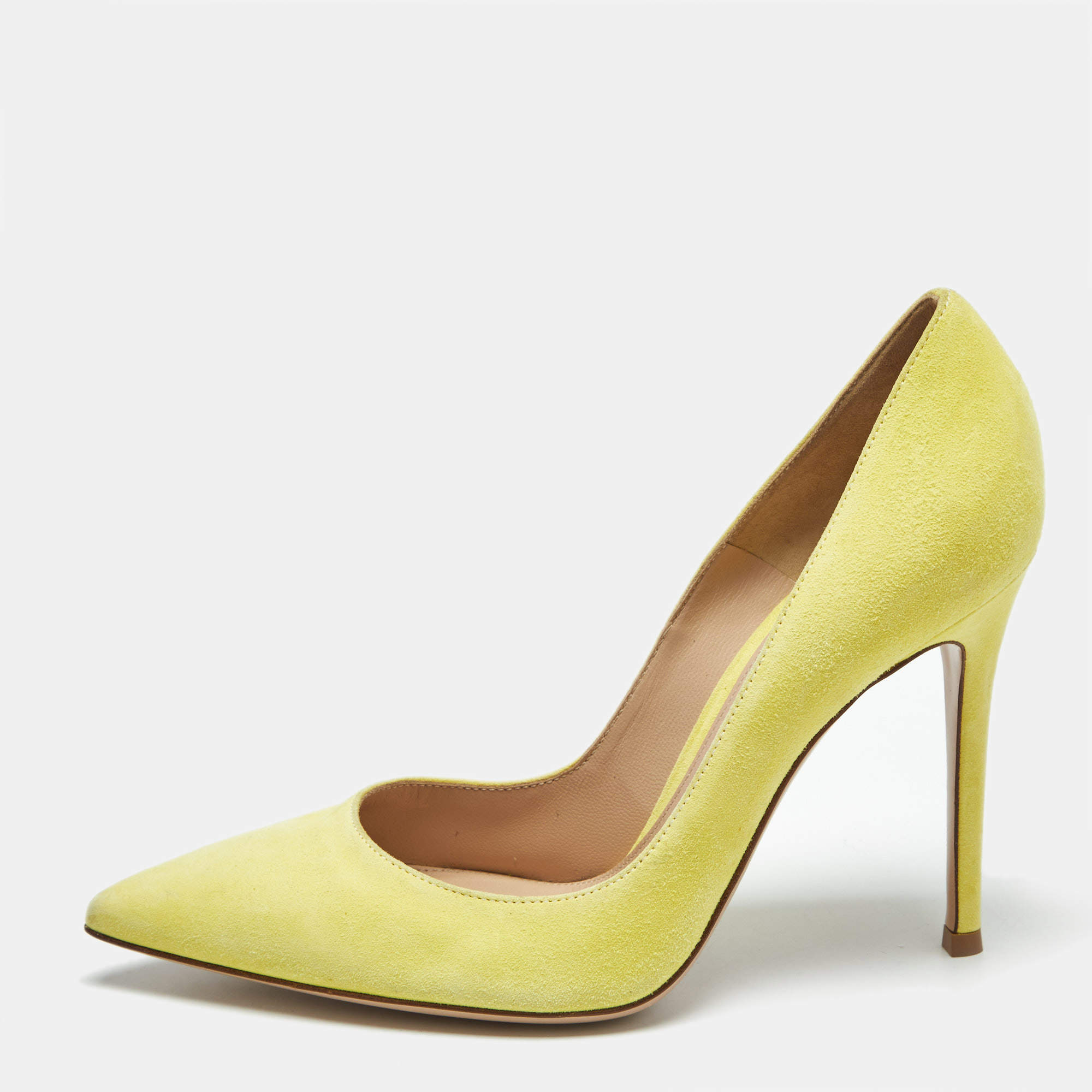 Pre Owned Gianvito Rossi Green Suede Pointed Toe Pumps Size 39