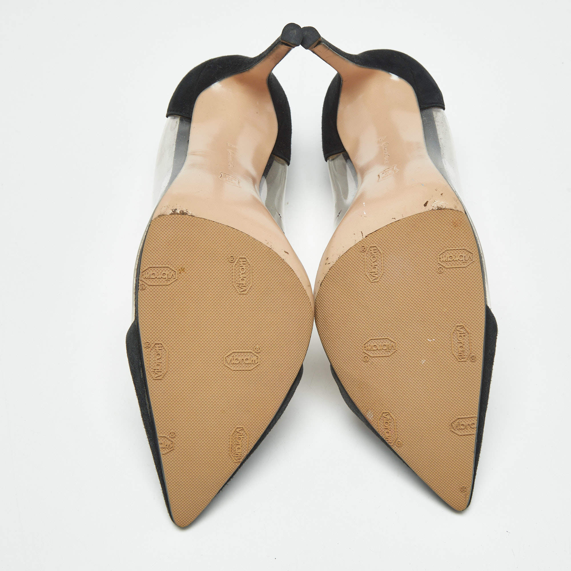 Pre Owned Gianvito Rossi Black/Transparent Suede and PVC Plexi Pumps Size 41