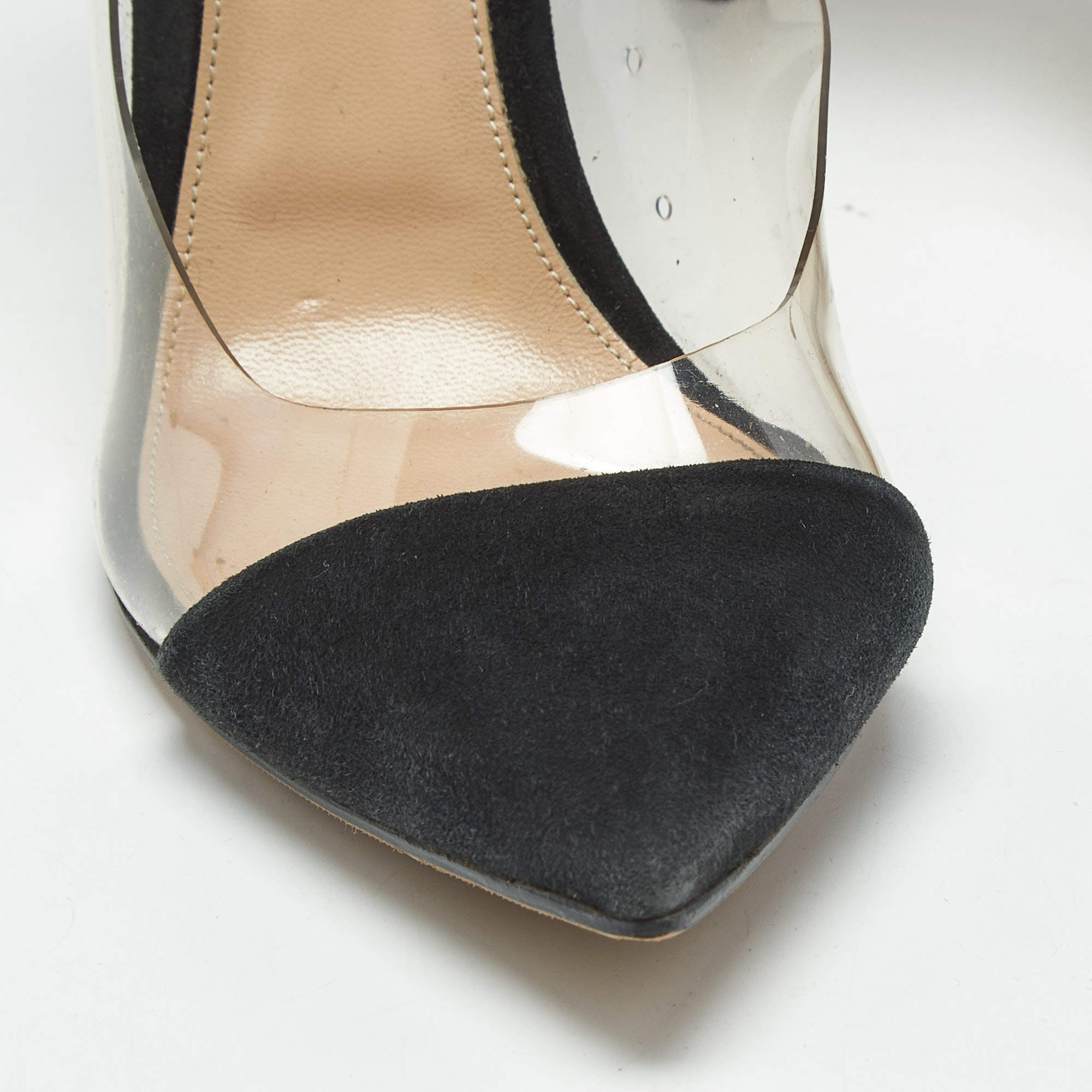 Pre Owned Gianvito Rossi Black/Transparent Suede and PVC Plexi Pumps Size 41