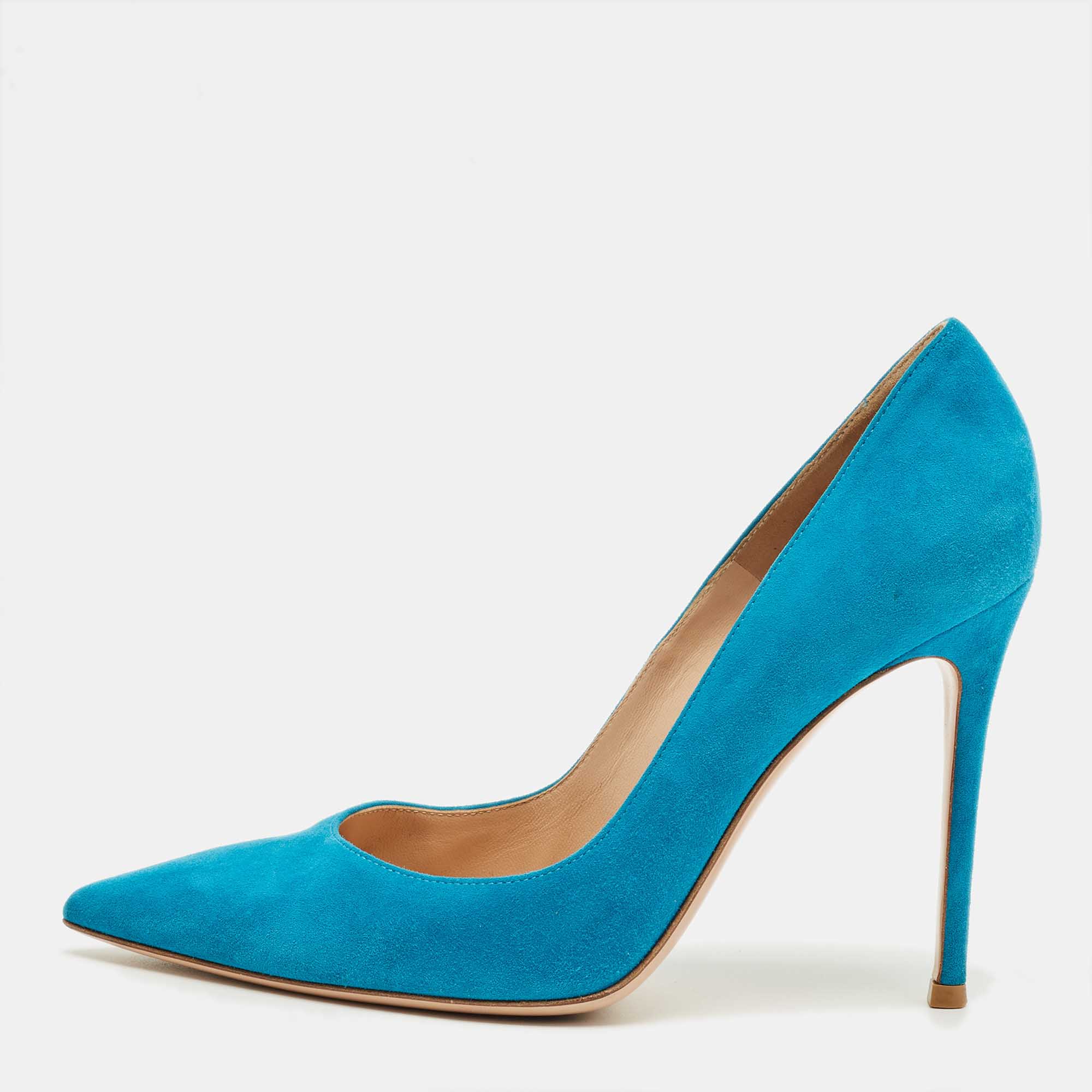 مملوكة مسبقًا حذاء كعب عالي جيانفيتو روسي بورتوفينو شامواه أزرق مقاس 39