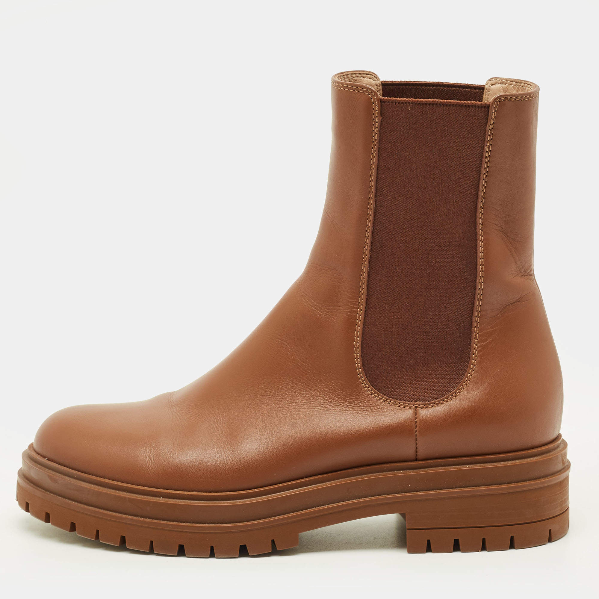 مملوكة مسبقًا Gianvito Rossi Size 39.5 Brown Leather Chelsea Boots