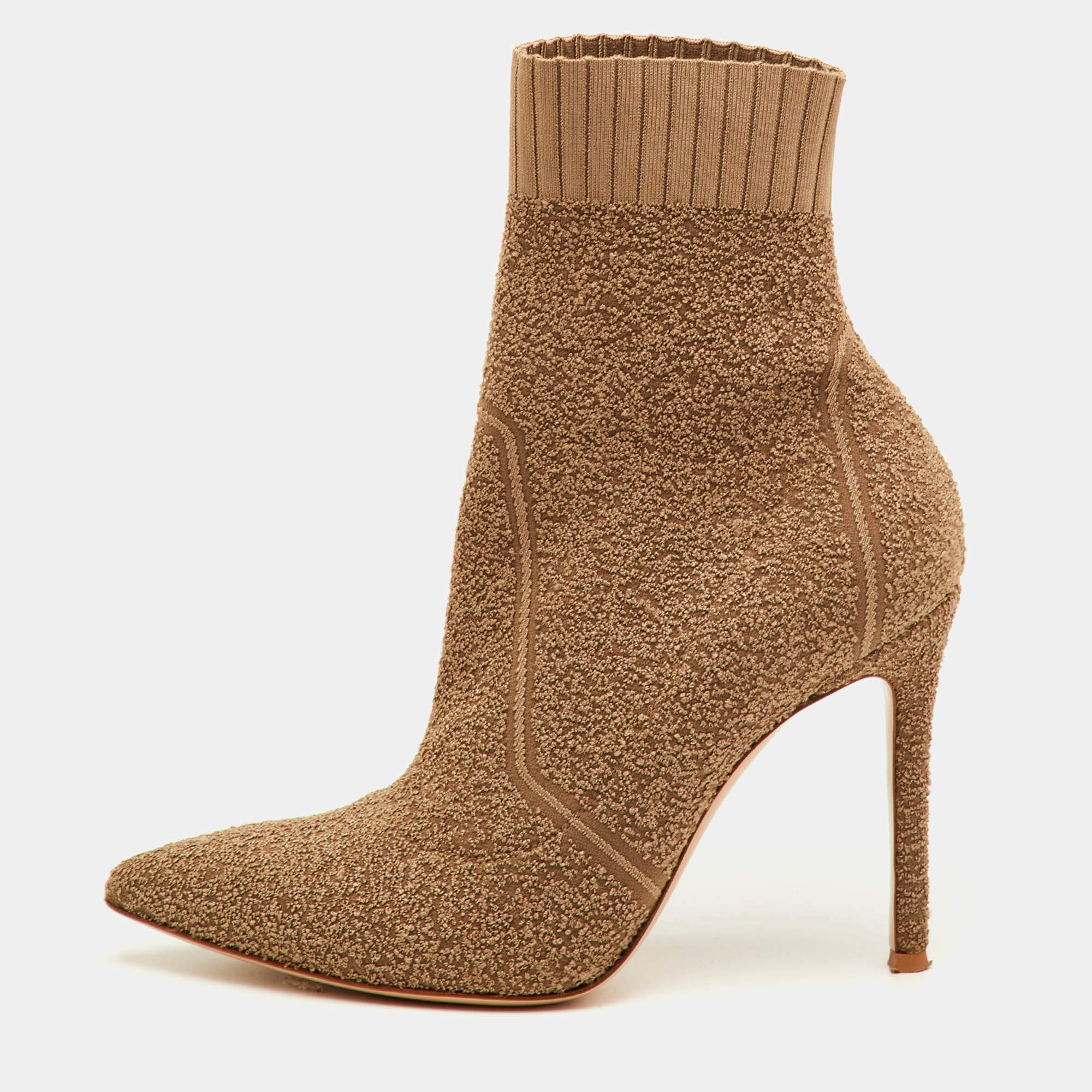 مملوكة مسبقًا حذاء بوت كاحل جيانفيتو روسي مقدمة مدببة قماش مطاطي بني كاكي مقاس 40