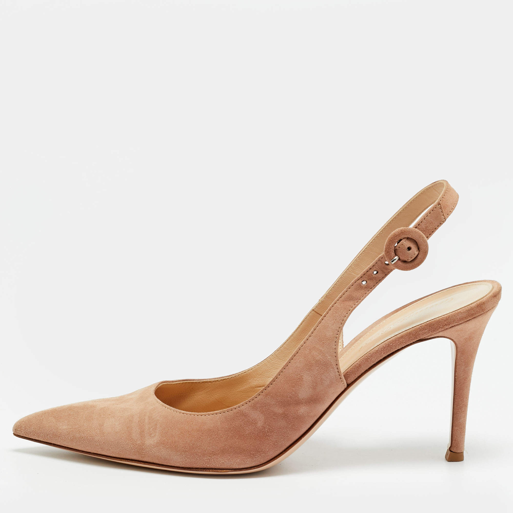 مملوكة مسبقًا Gianvito Rossi Size 40.5 Beige Suede Slingback Pumps