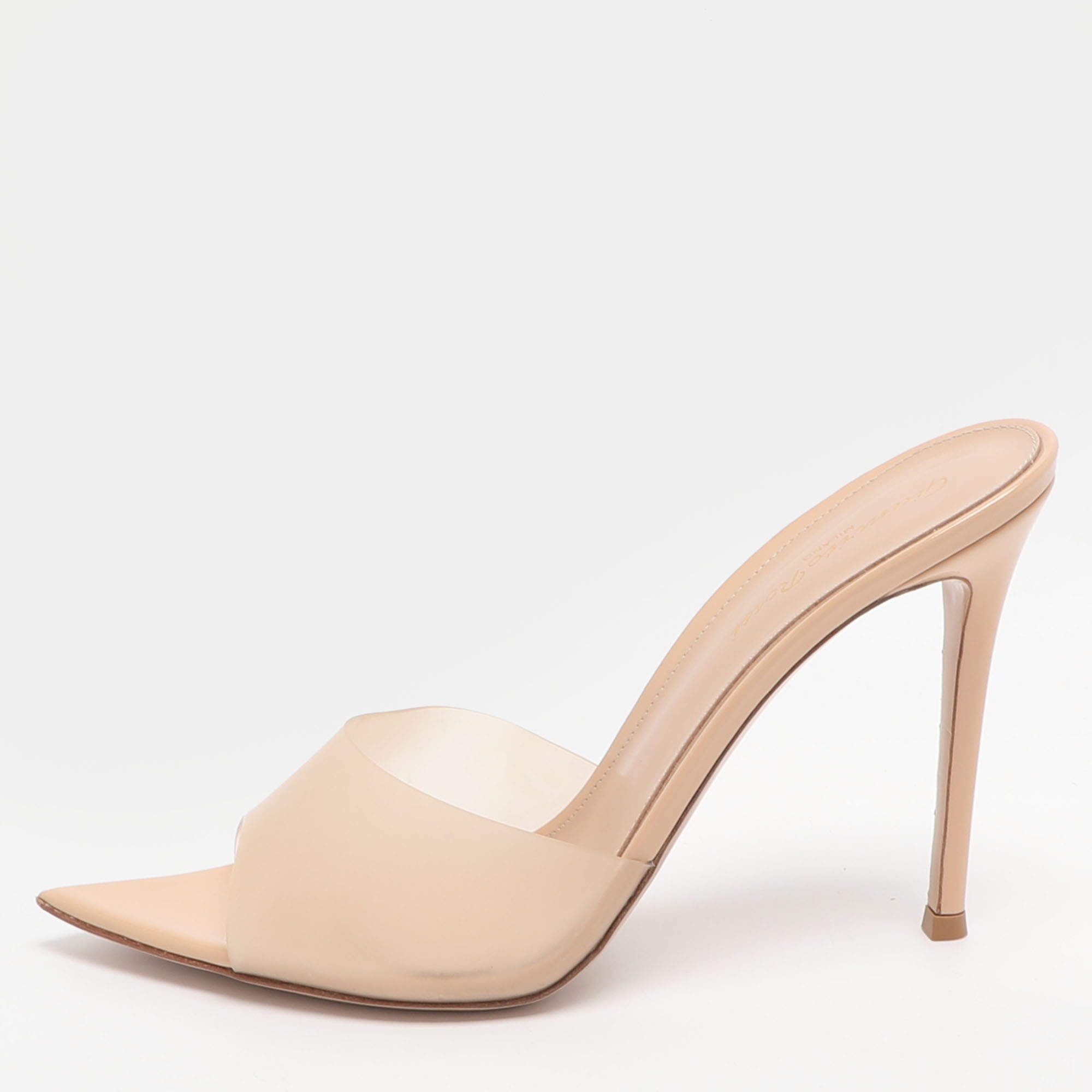 Pre Owned Gianvito Rossi Elle Size 39 Beige PVC Slide Sandals