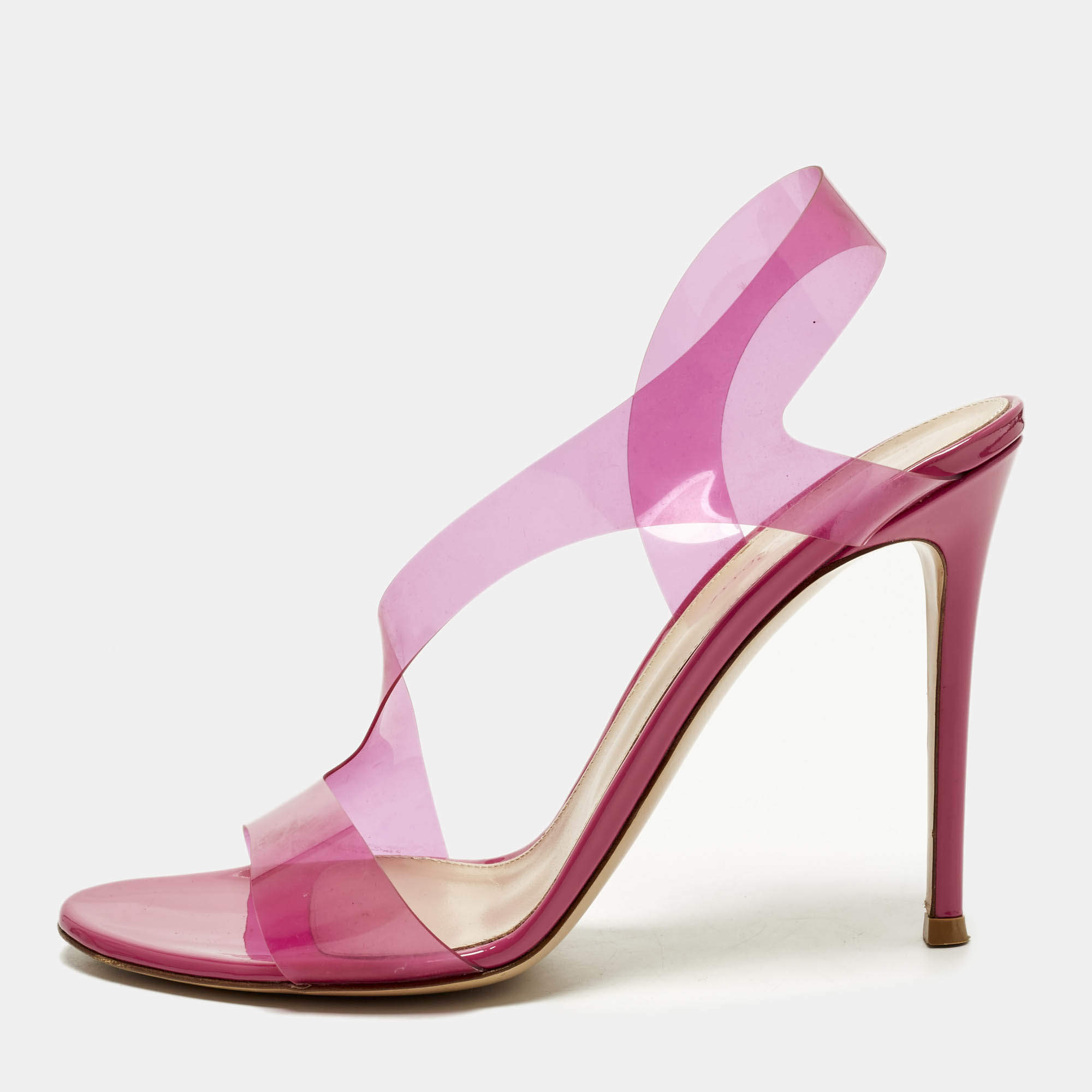 Pre Owned Gianvito Rossi Metropolis Size 40.5 Purple PVC Ankle Strap Sandals