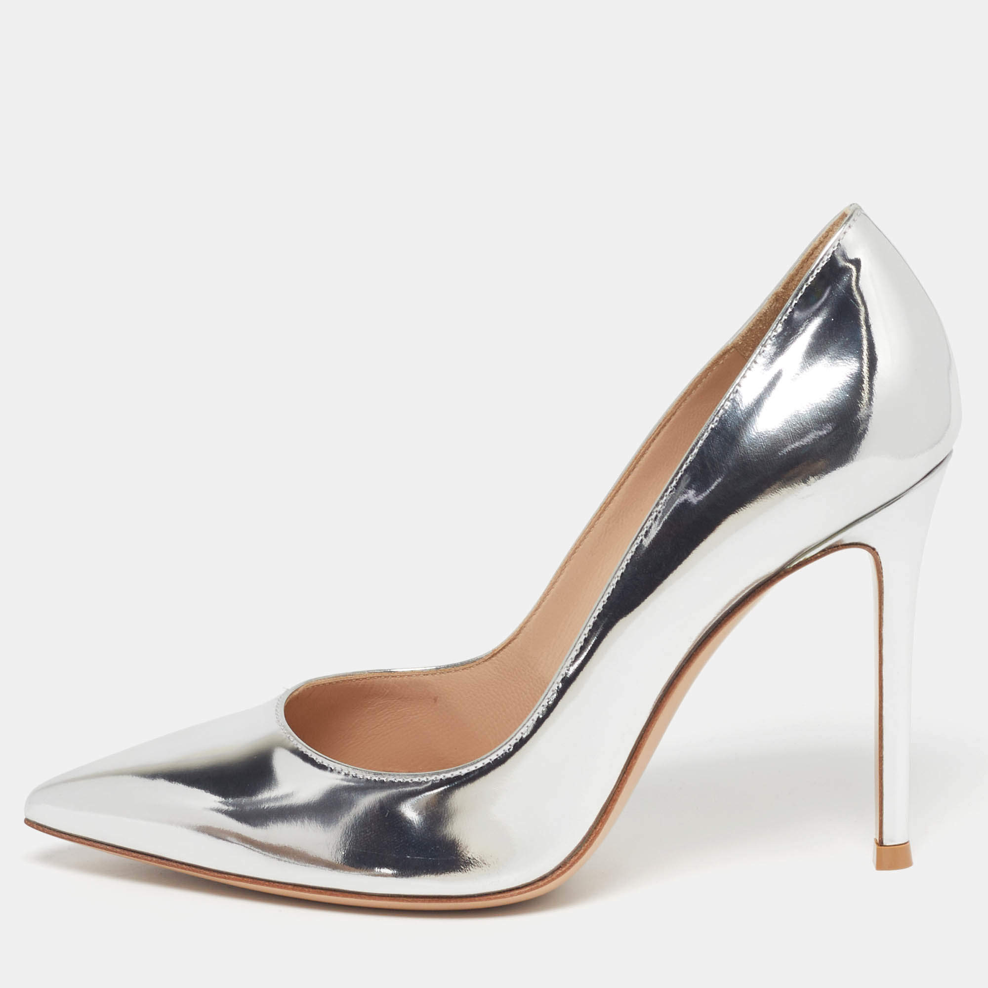 Pre Owned Gianvito Rossi Gianvito Size 37.5 Silver Leather Pumps