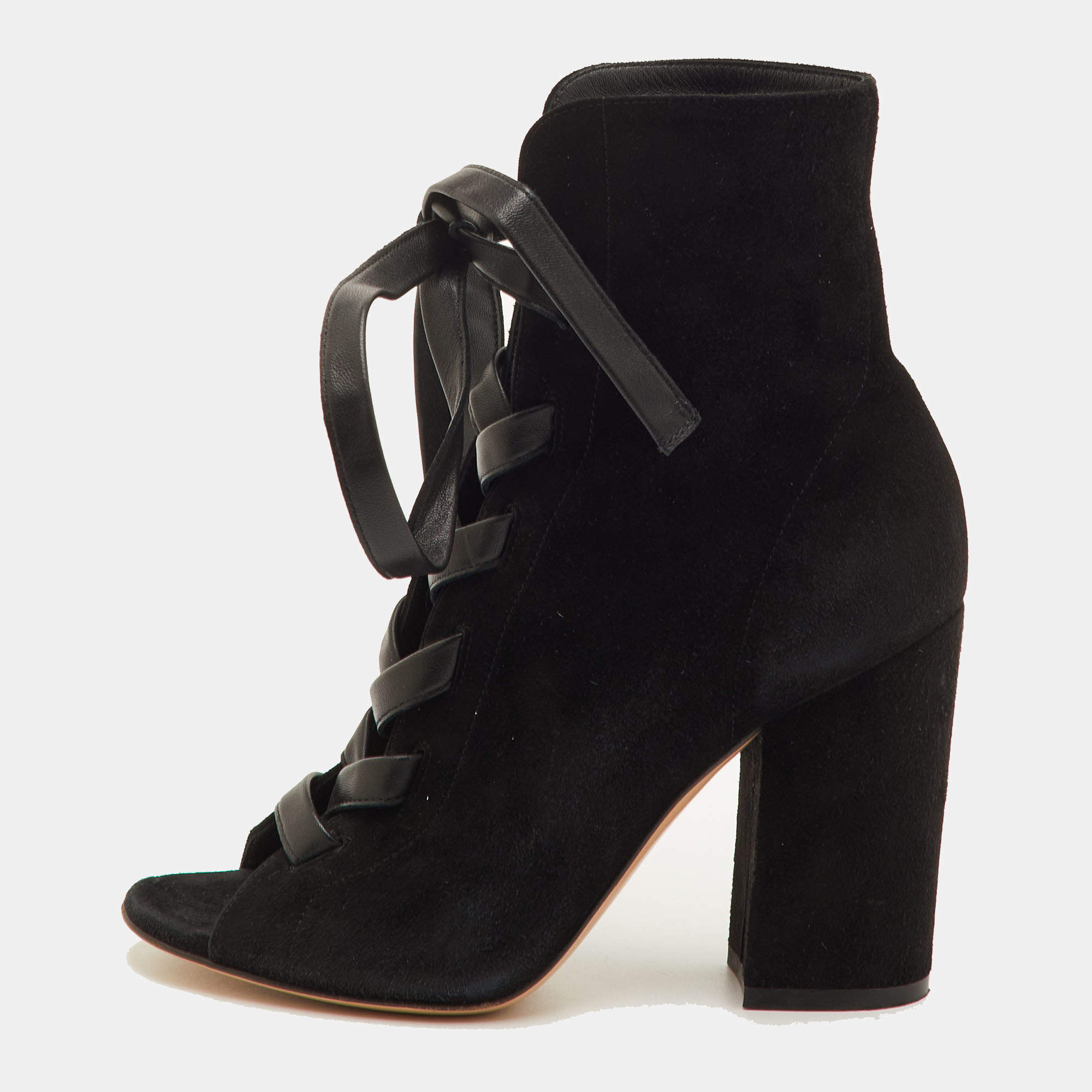 Pre Owned Gianvito Rossi Size 36.5 Black Suede Ankle Length Boots