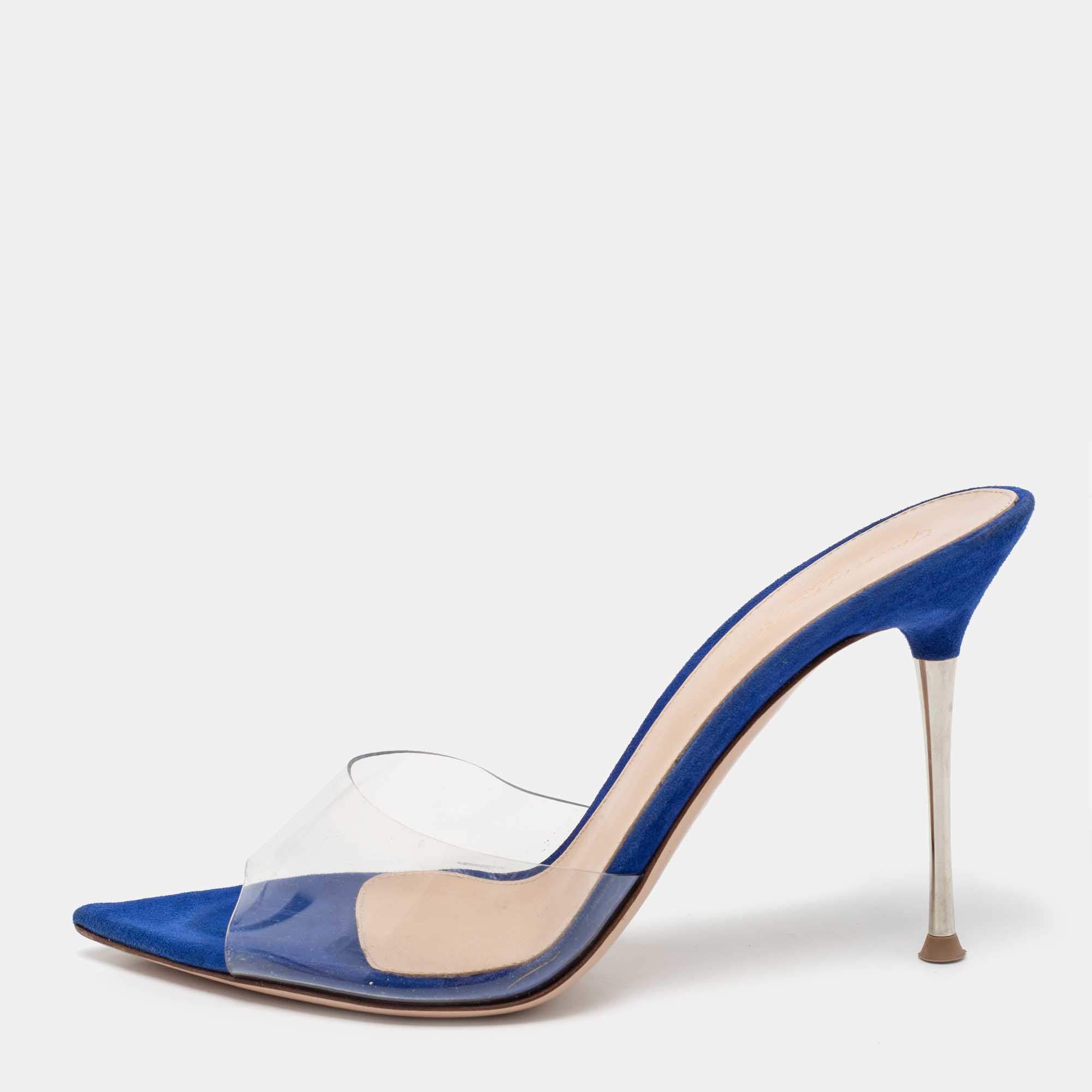 Pre Owned Gianvito Rossi Transparent PVC Elle Slide Sandals Size 37.5