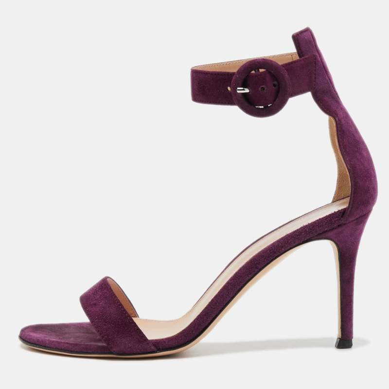 Pre Owned Gianvito Rossi Purple Suede Portofino Sandals Size 36