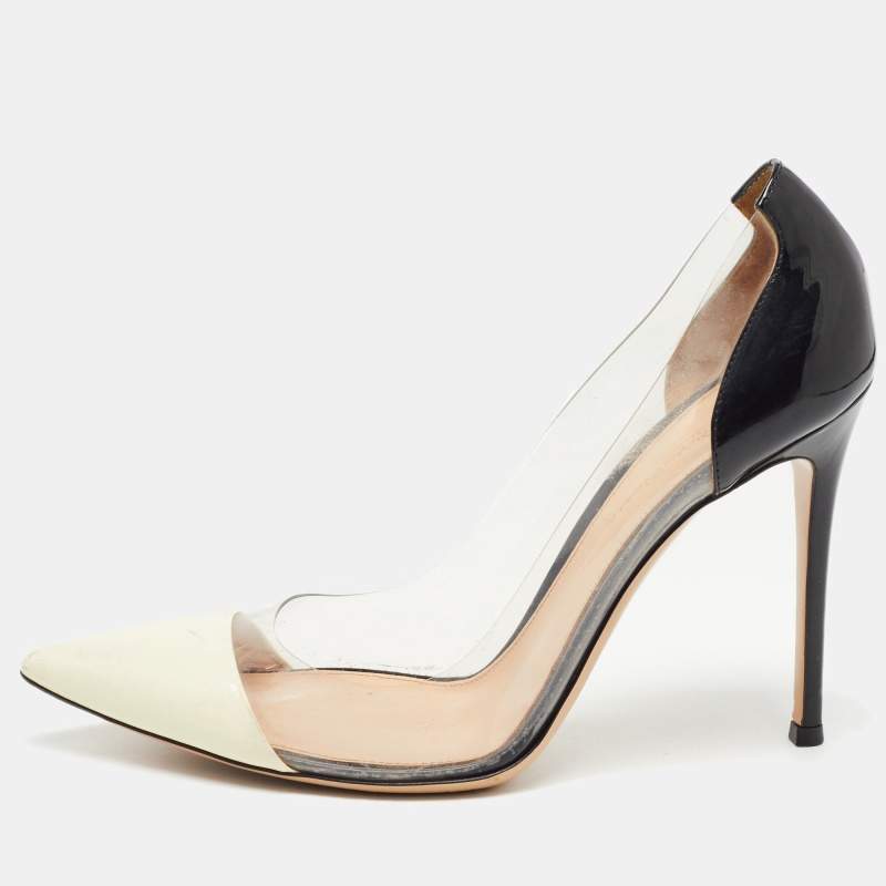 Pre Owned Gianvito Rossi Multicolor PVC and Patent Plexi Pumps Size 39.5