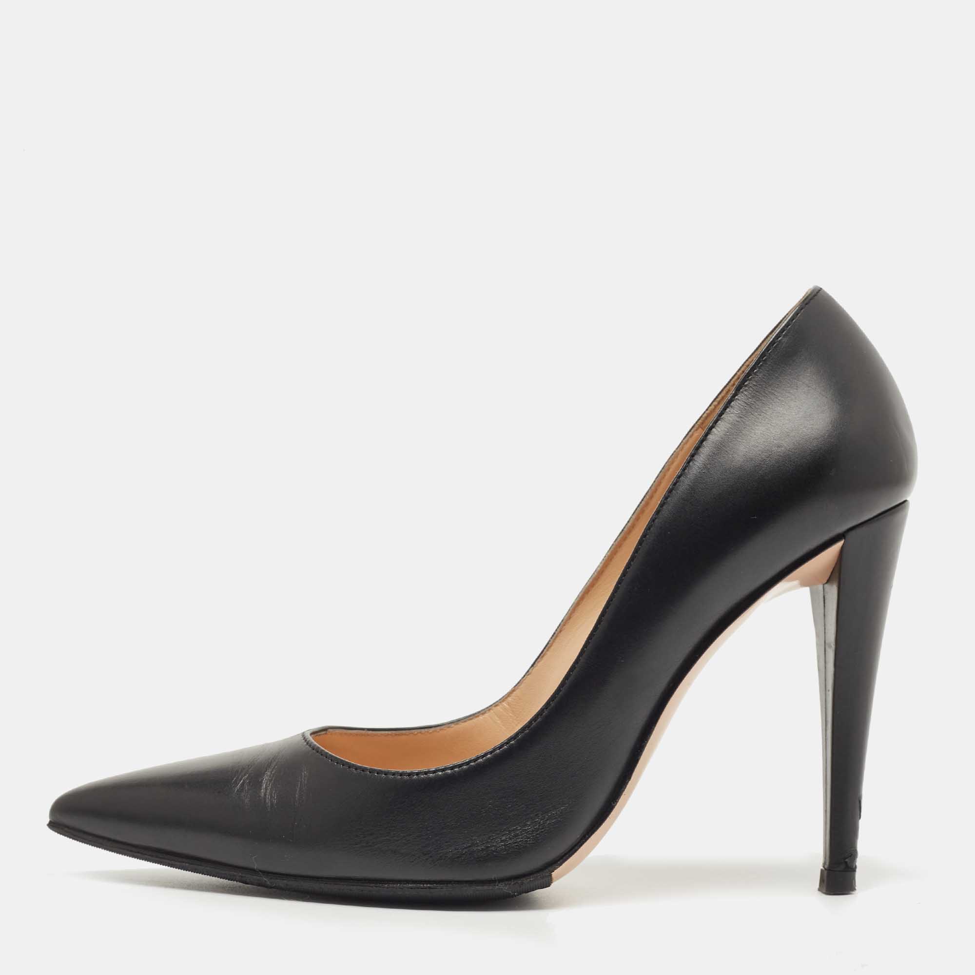 Gianvito Rossi Black Leather Pointed Toe Pumps Size 36.5 Gianvito Rossi ...