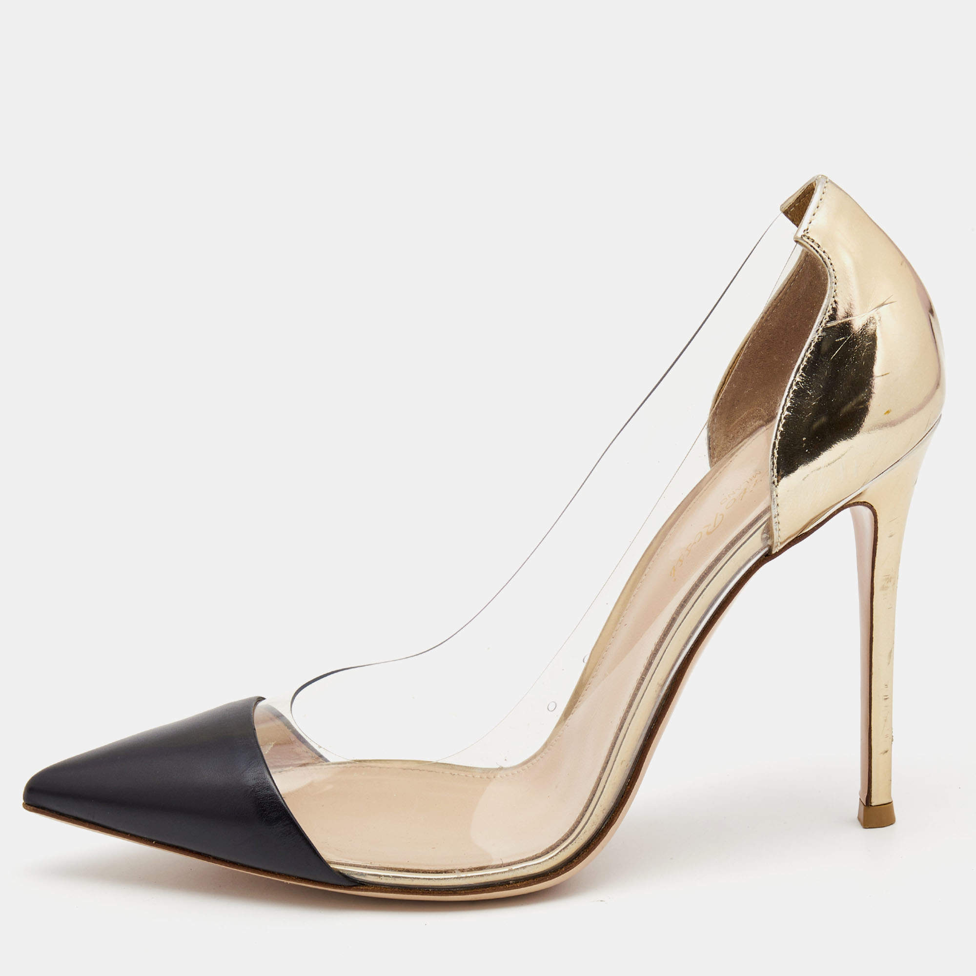 Gianvito Rossi Two Tone Leather and PVC Plexi Pumps Size 40