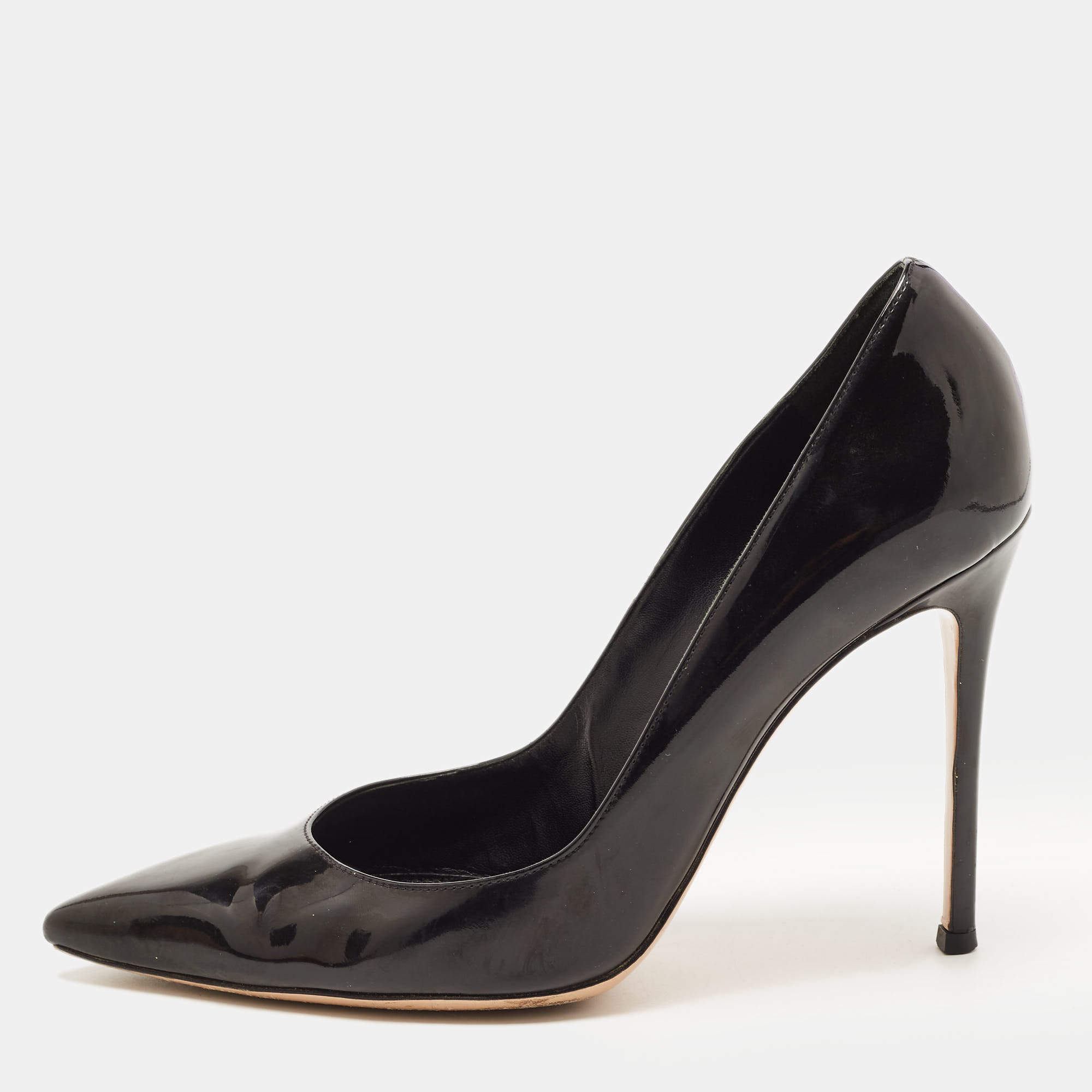 Pre Owned Gianvito Rossi Black Patent Leather Pointed Toe Pumps Size 40