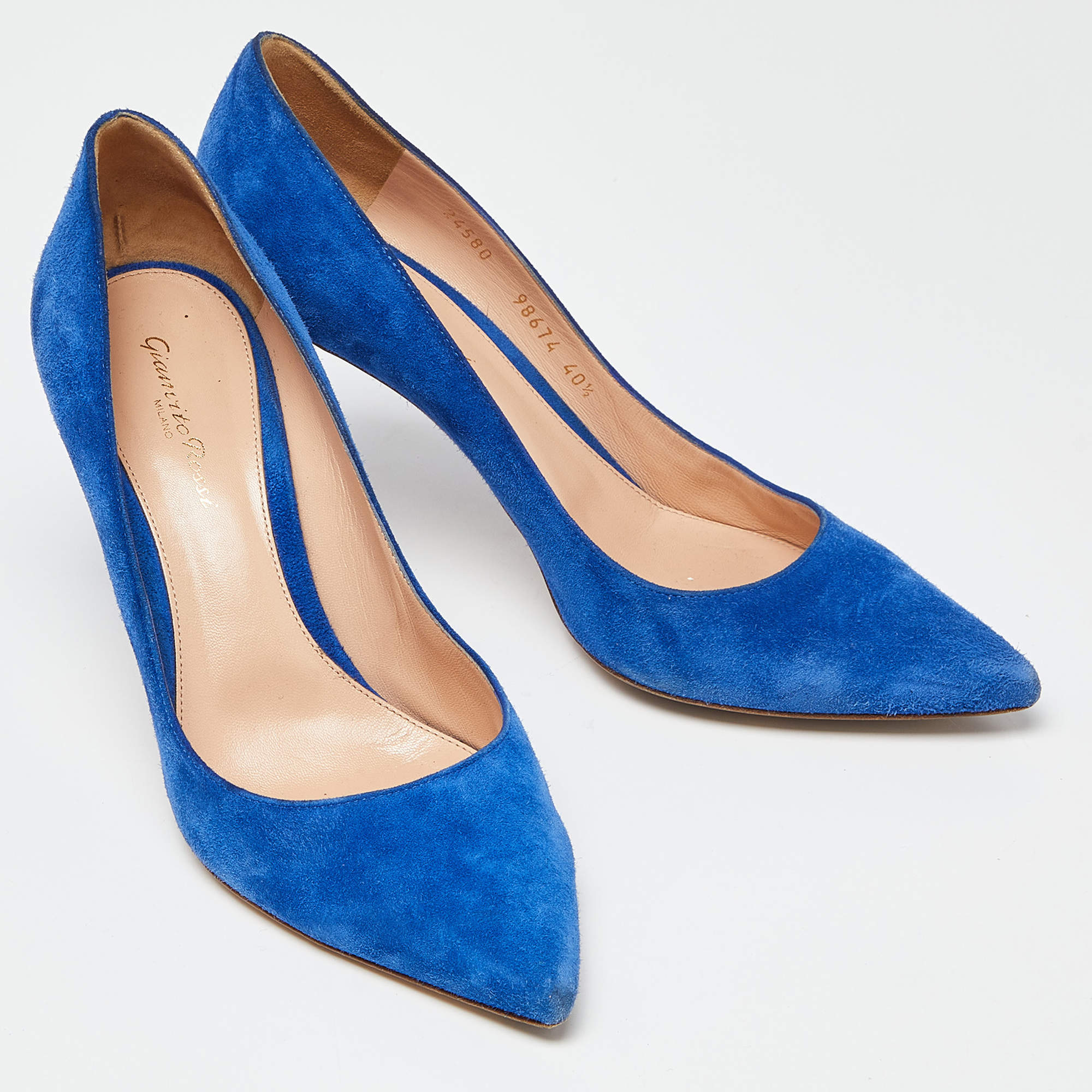 Gianvito Rossi Blue Suede Gianvito 105 Pumps Size 40.5