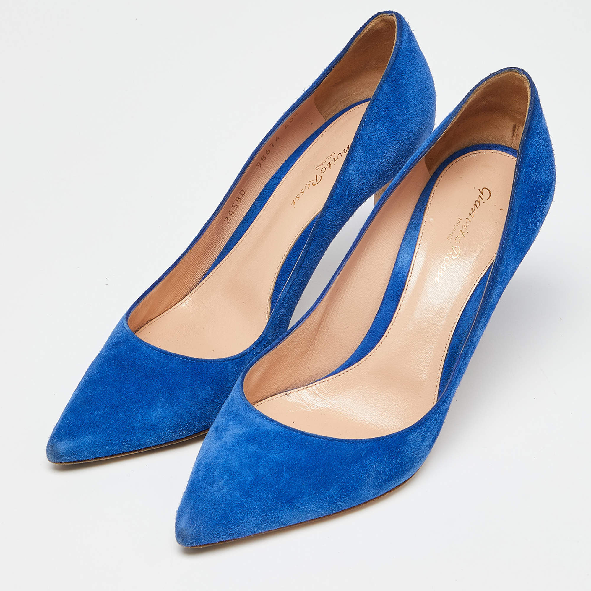 Gianvito Rossi Blue Suede Gianvito 105 Pumps Size 40.5