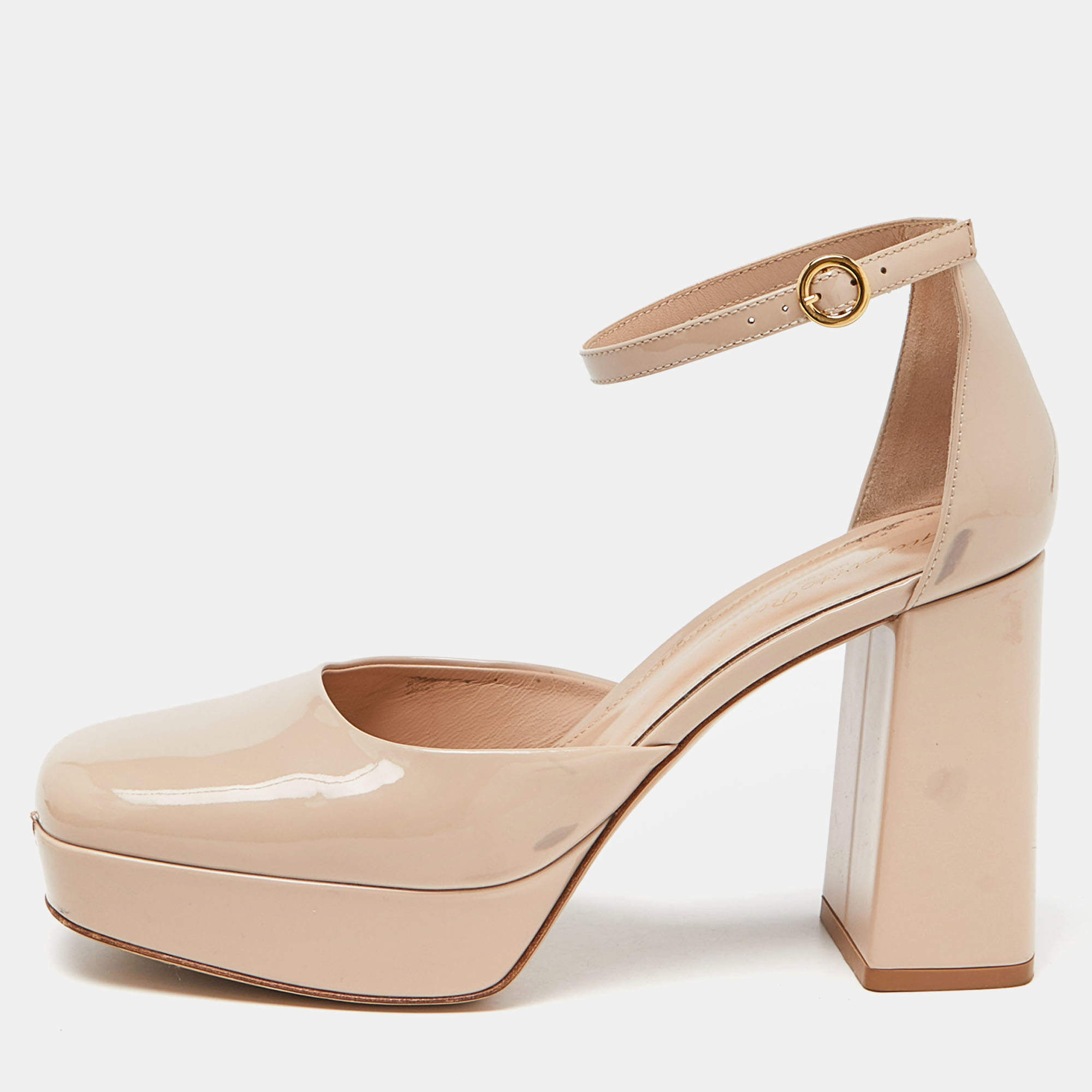 Gianvito Rossi Beige Vian Platform Pumps Size 39.5