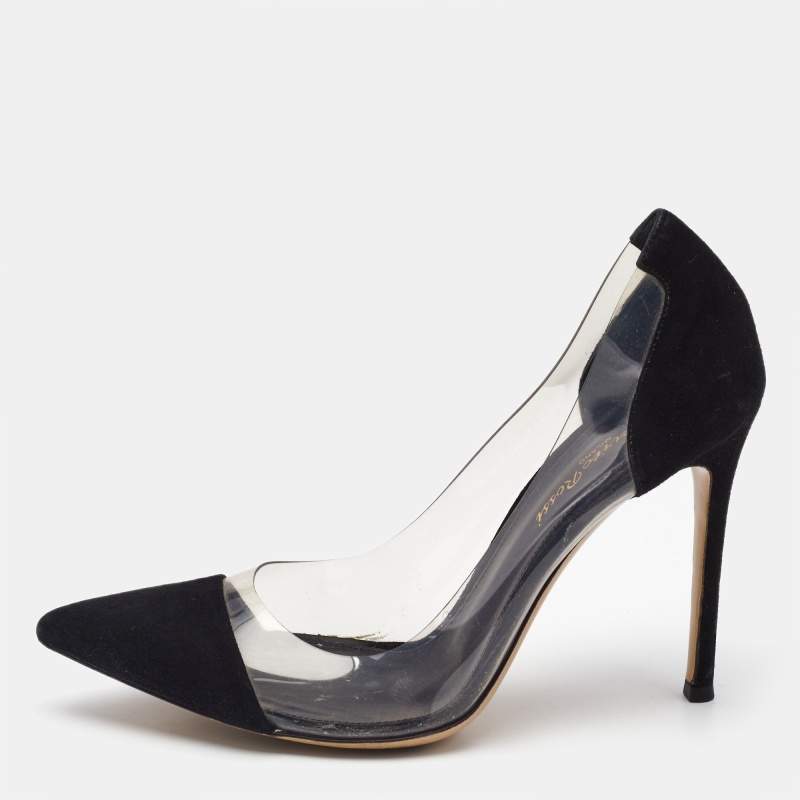 Gianvito Rossi Black Suede and PVC Plexi Pumps Size 38.5