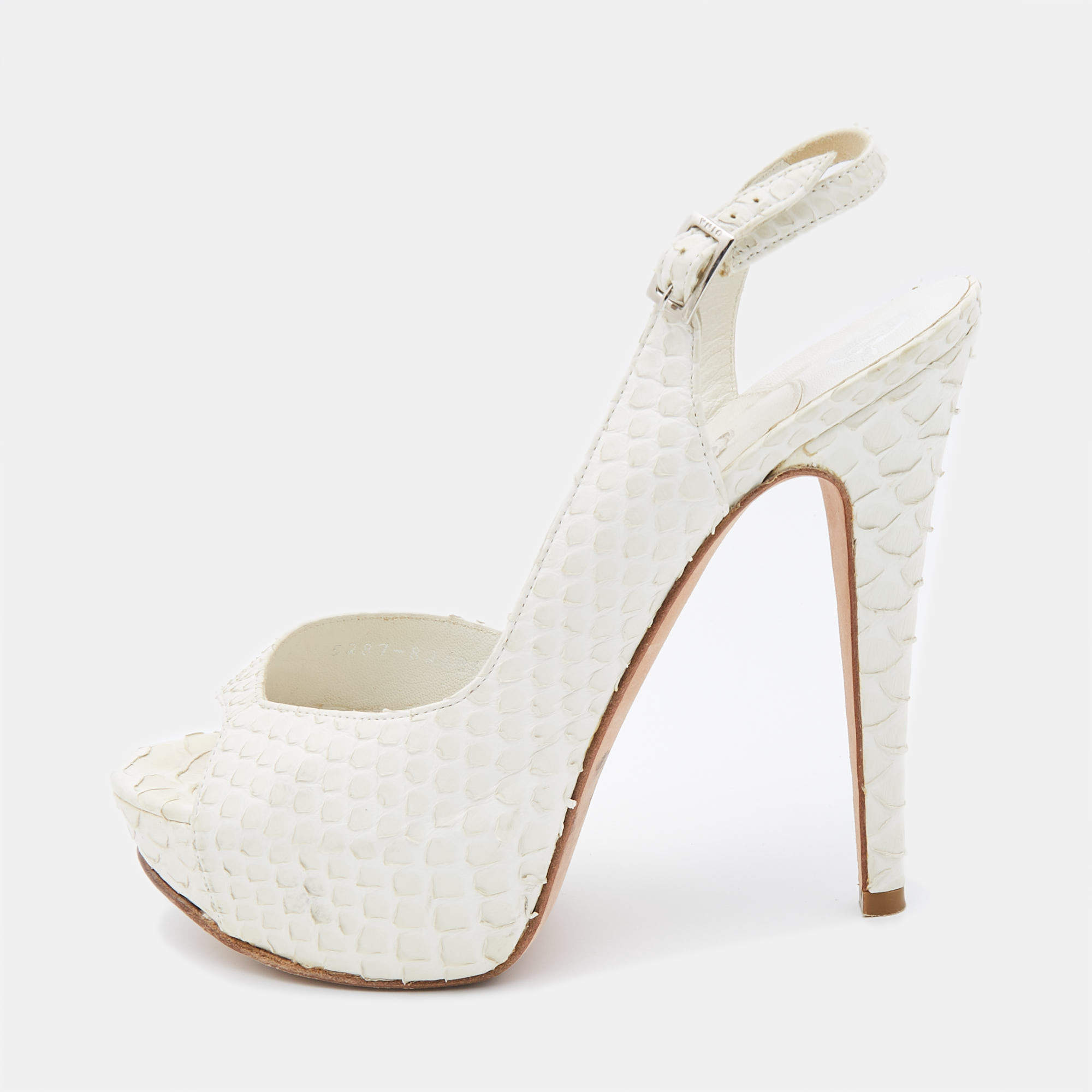 Gina White Python D'orsay Slingback Sandals Size 37