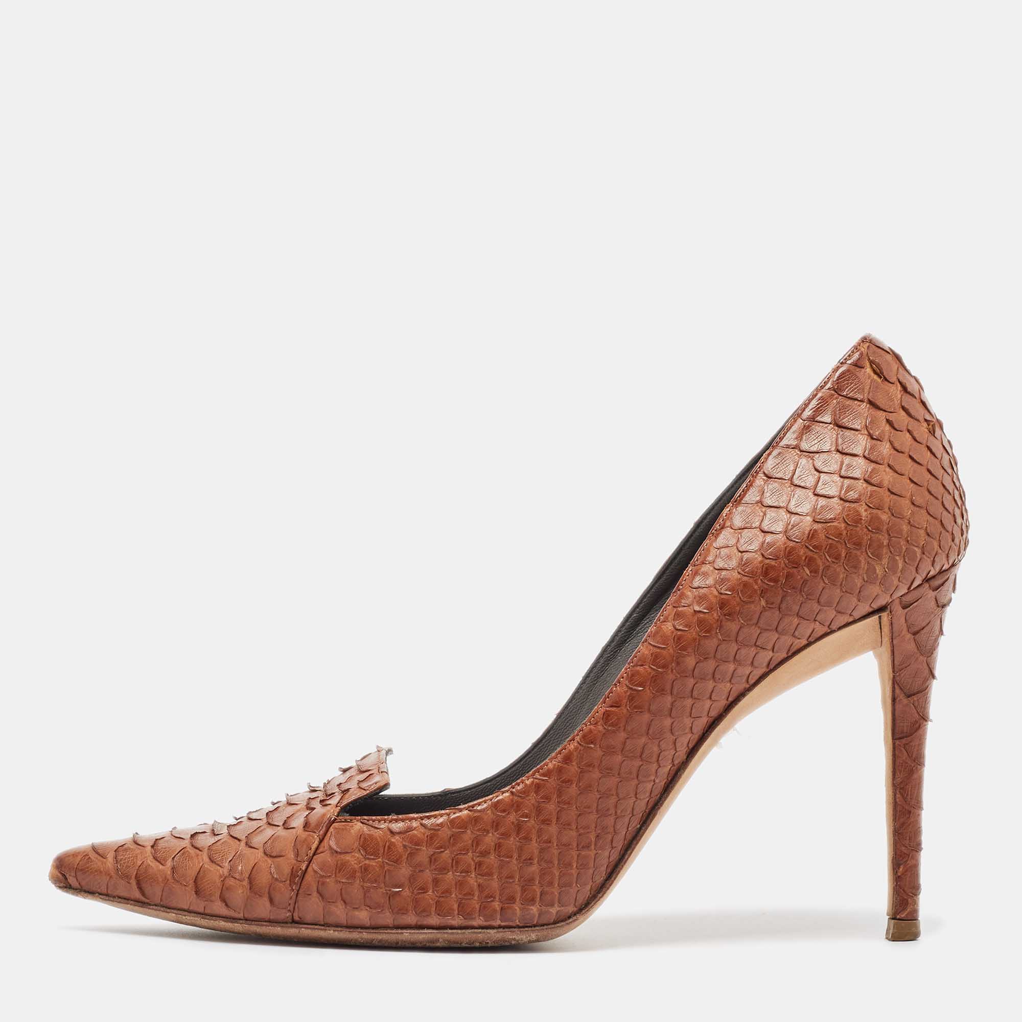 Gina Brown Python Pointed Toe Pumps Size 37.5