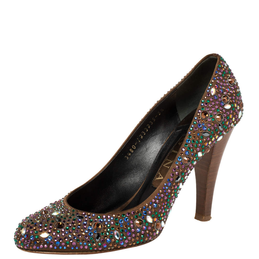 Gina Brown Satin Crystal Embellished  Pumps Size 38.5 