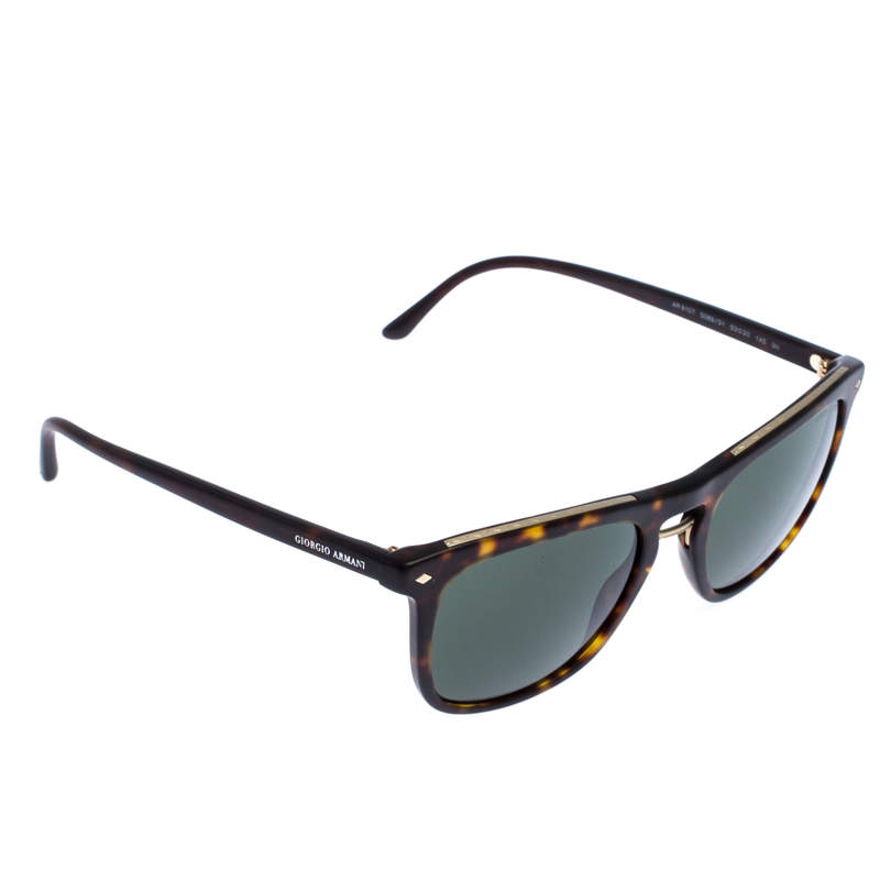 Pre Owned Giorgio Armani Brown/Green Tortoise AR8107 Wayferer Sunglasses