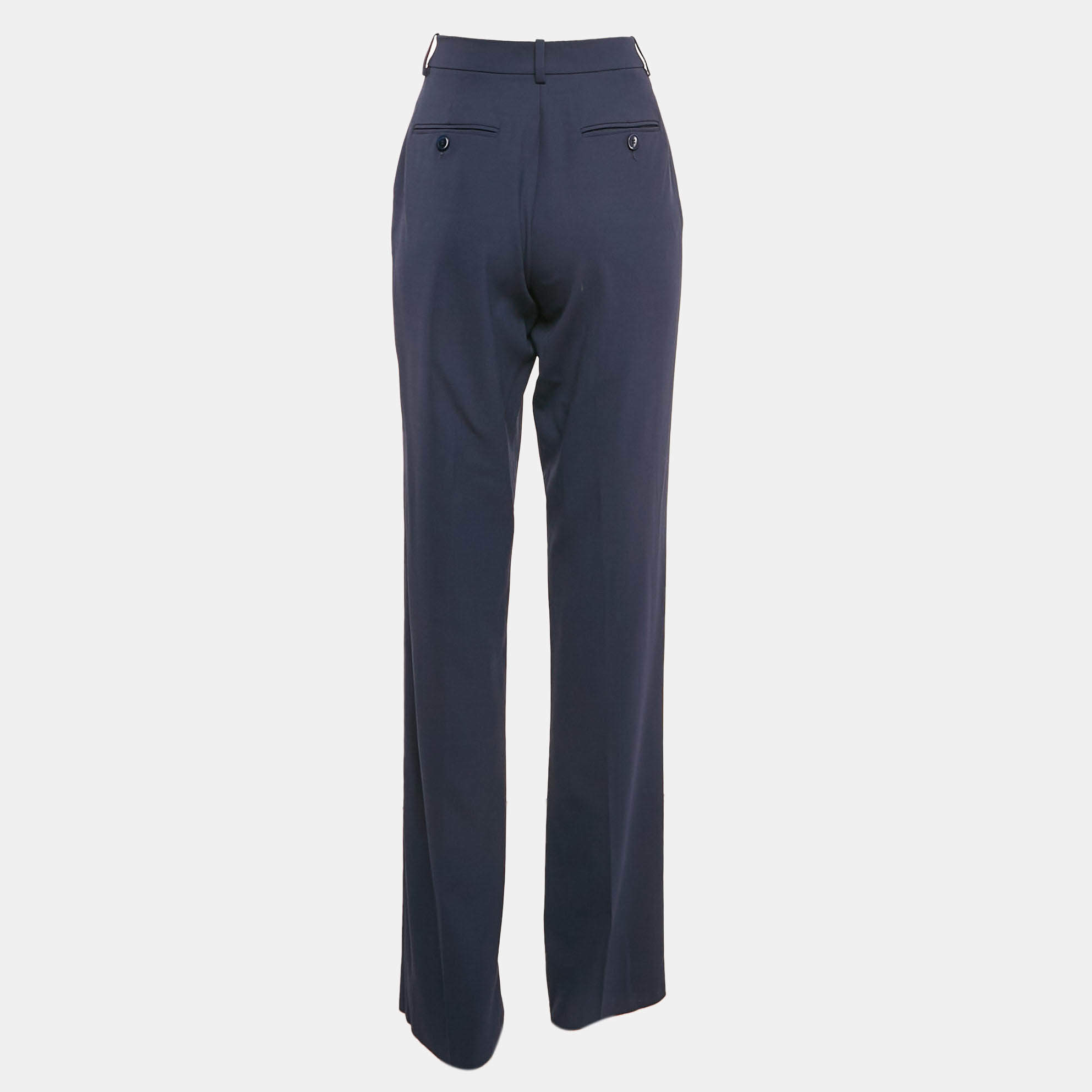 Giorgio Armani Navy Blue Wool Straight Leg Trousers M