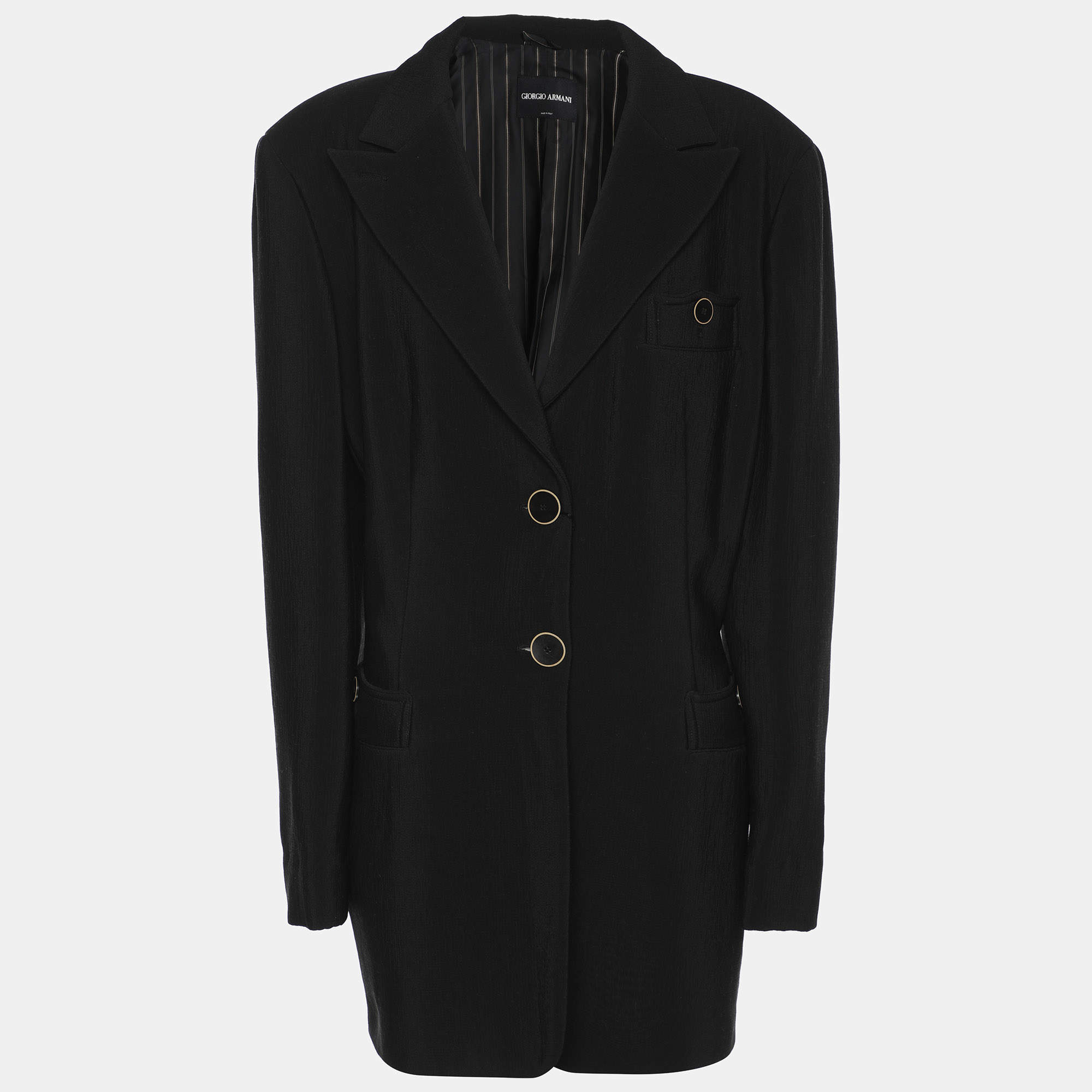 Pre Owned Giorgio Armani Black Wool Blend Blazer XL