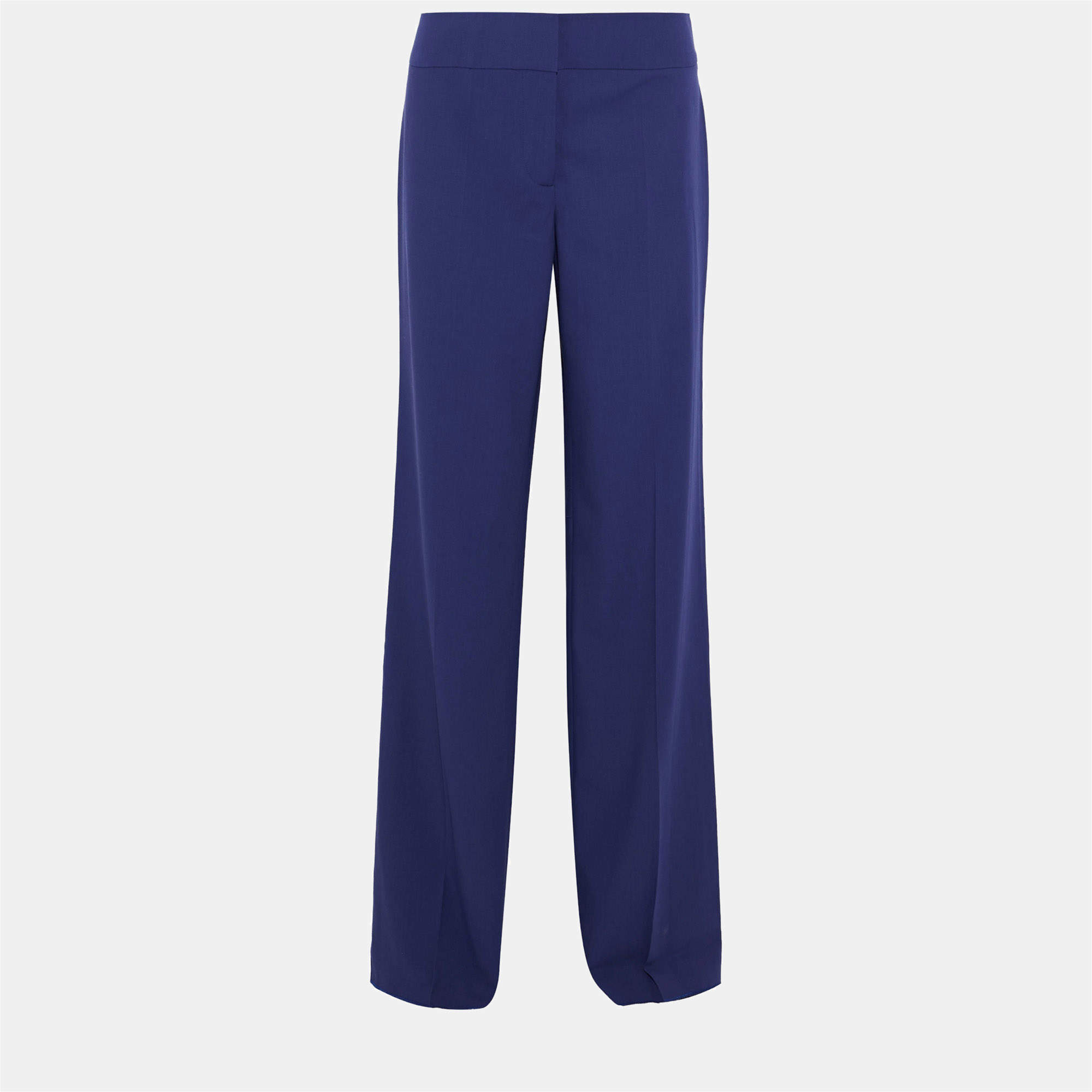 Pre Owned Giorgio Armani Blue Wool Wide-Leg Pants M (IT 42)