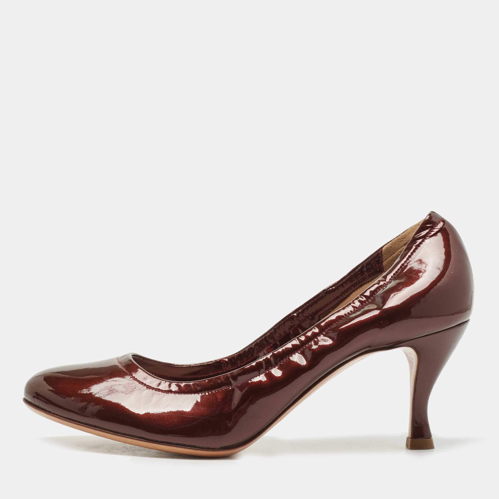 Giorgio Armani Metallic Brown Patent Leather Pumps Size 40