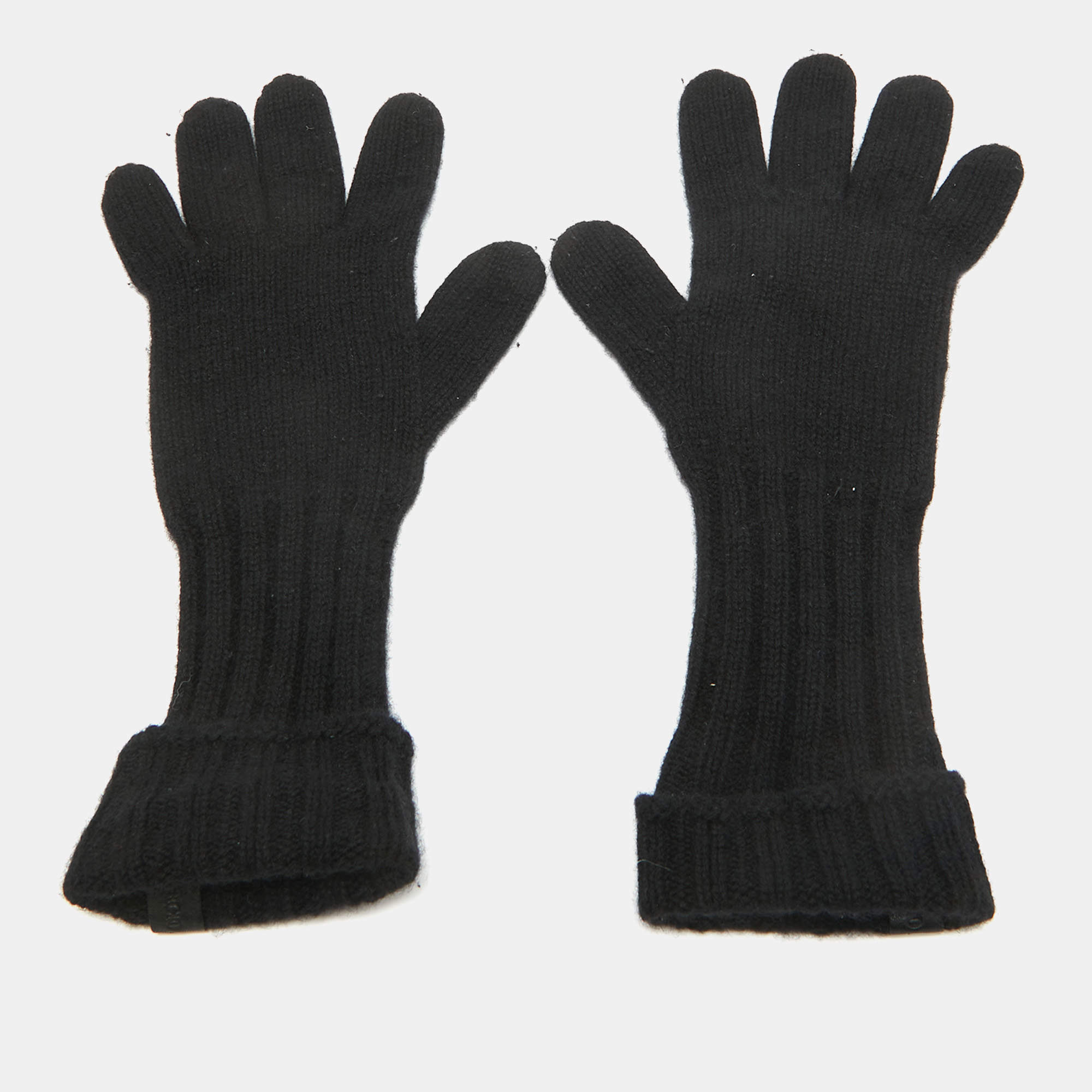Pre Owned Giorgio Armani Black Cashmere Knit Gloves M