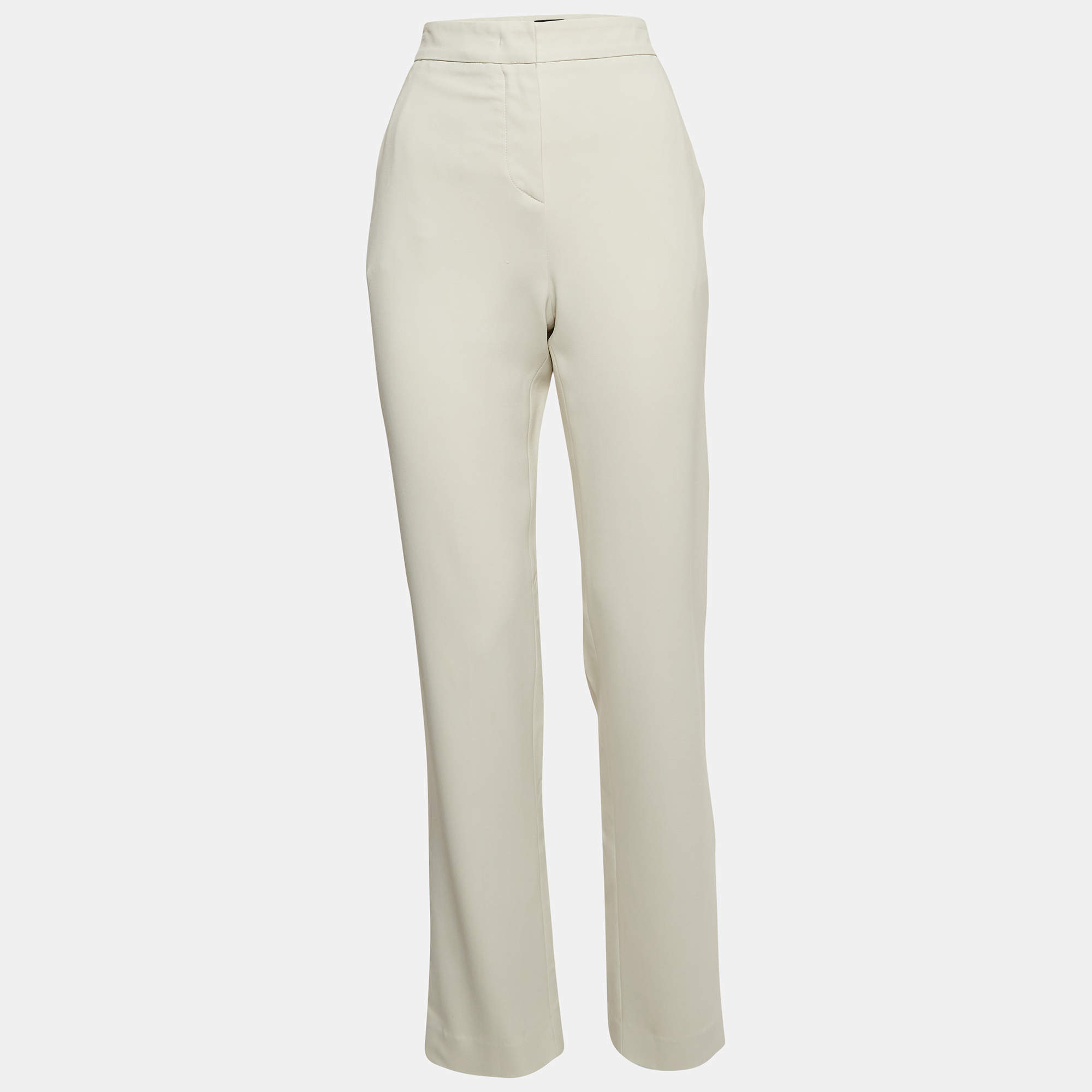 Giorgio Armani Cream Stretch Crepe High-Rise Trousers M